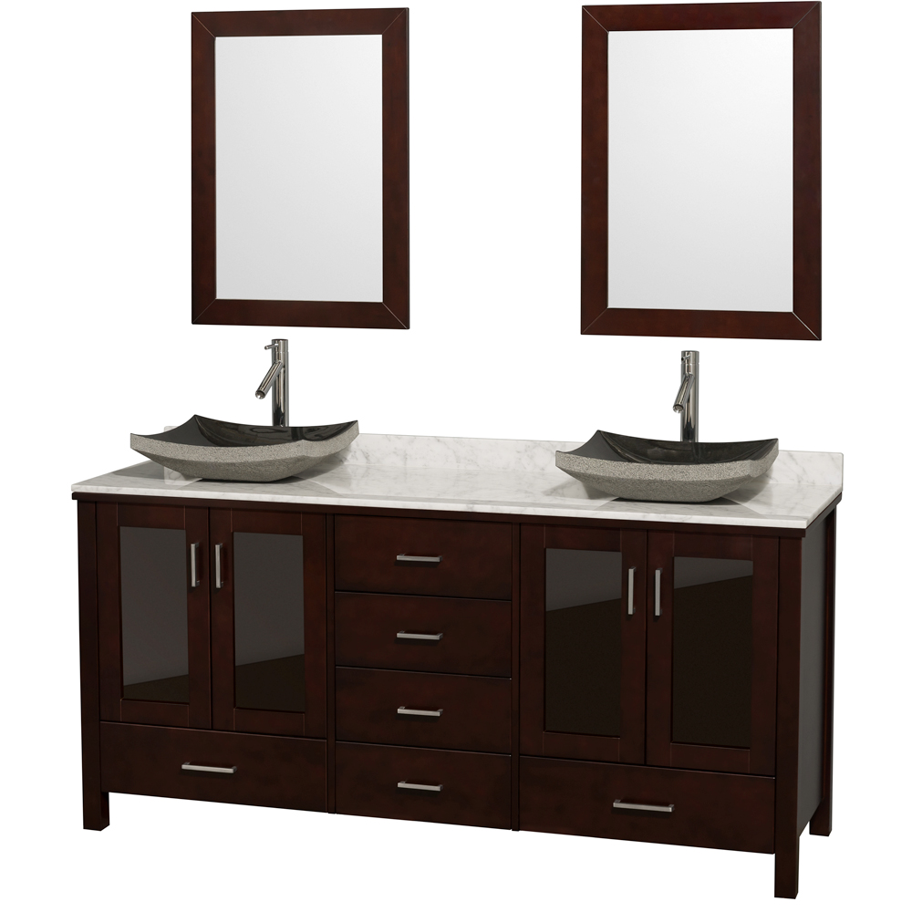 Lucy 72 Double Bathroom Vanity Set With Vessel Sinks Espresso Beautiful Bathroom Furniture For Every Home Wyndham Collection