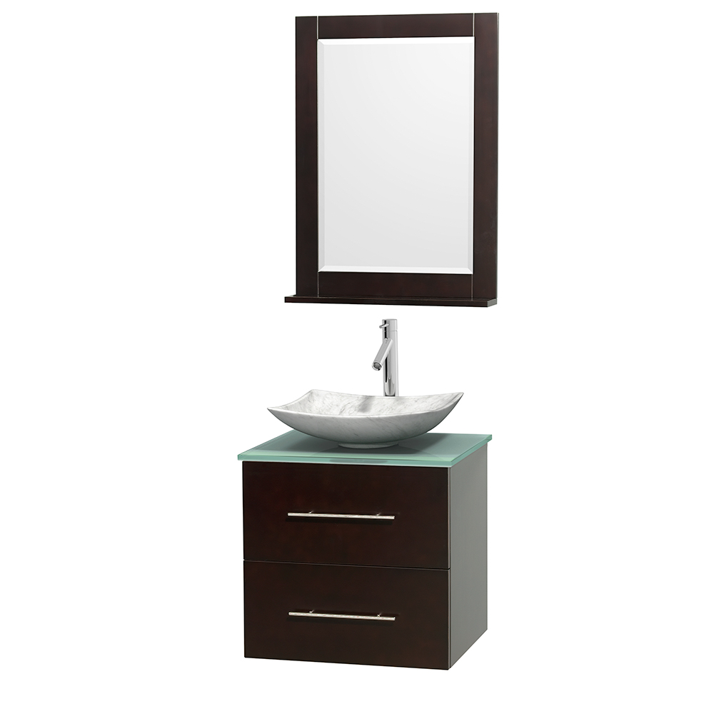 24 Bathroom Vanity Solid Wood Cabinet Black Granite Top Vessel