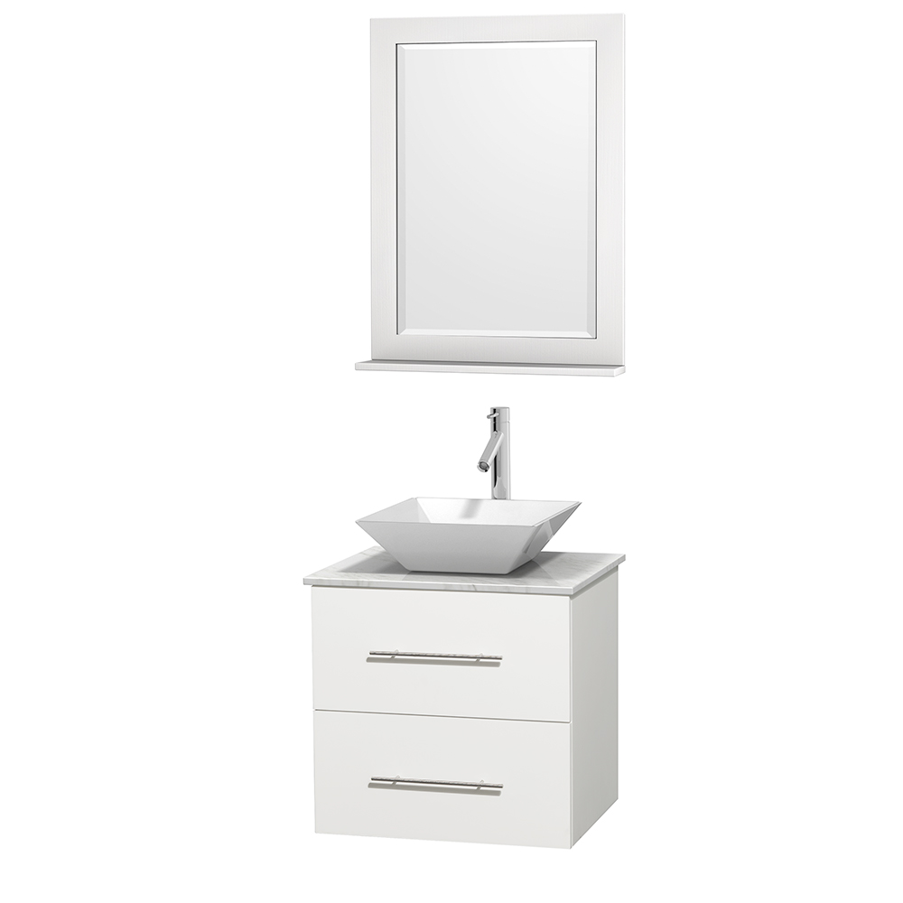 Centra 24 Single Bathroom Vanity for Vessel Sink Matte White