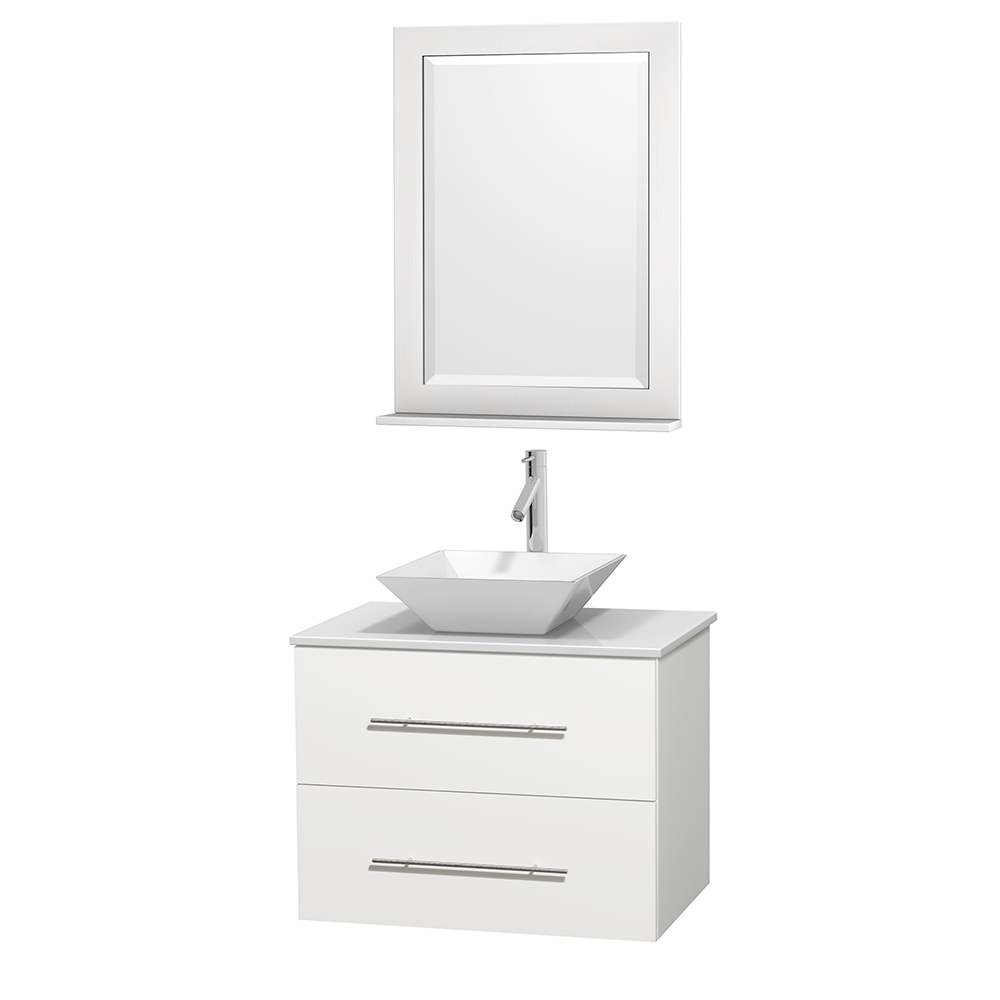 Vessel Sink Matte White, 30 Inch White Bathroom Vanity With Top
