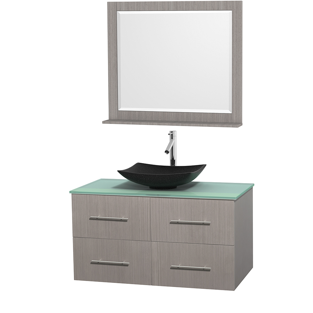 centra 42" single bathroom vanity for vessel sink - gray oak