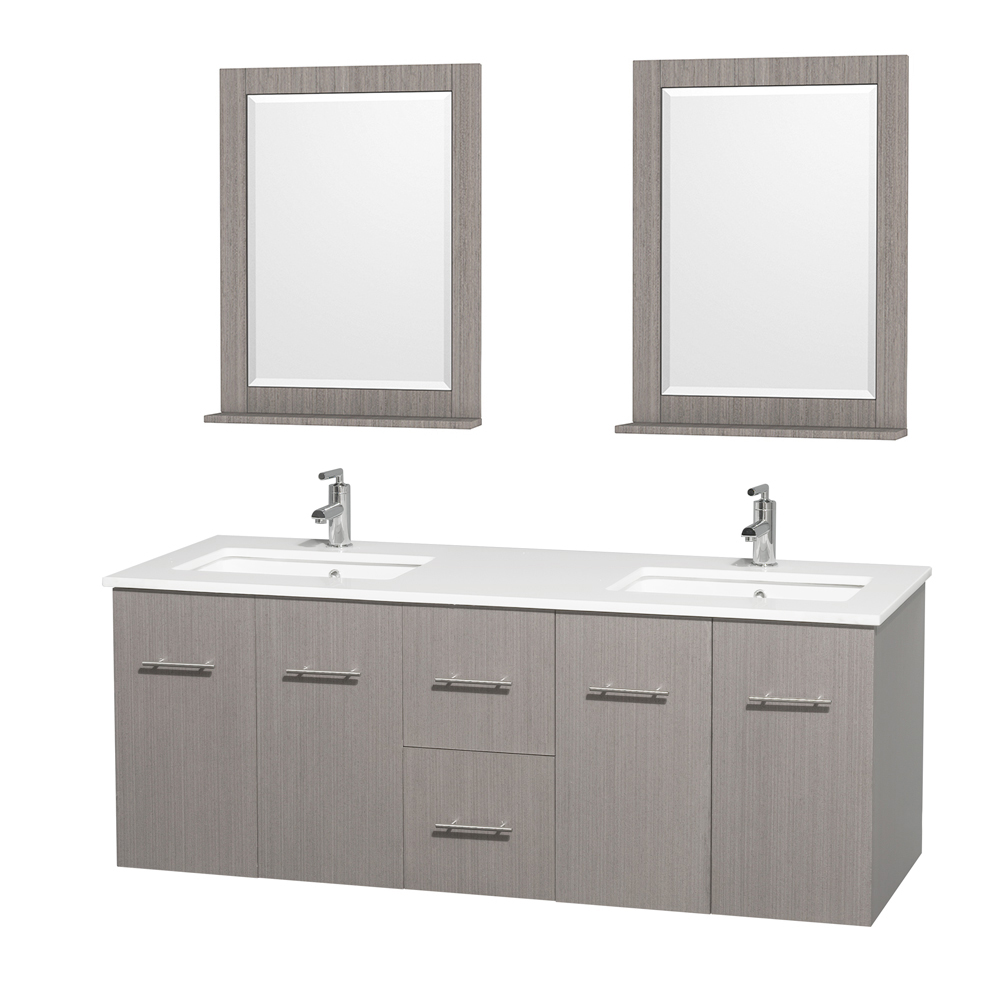 Centra 60 Double Bathroom Vanity For, Gray Oak Vanity