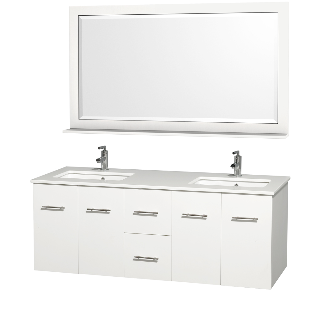 Centra 60 Double Bathroom Vanity For, 60 White Double Vanity