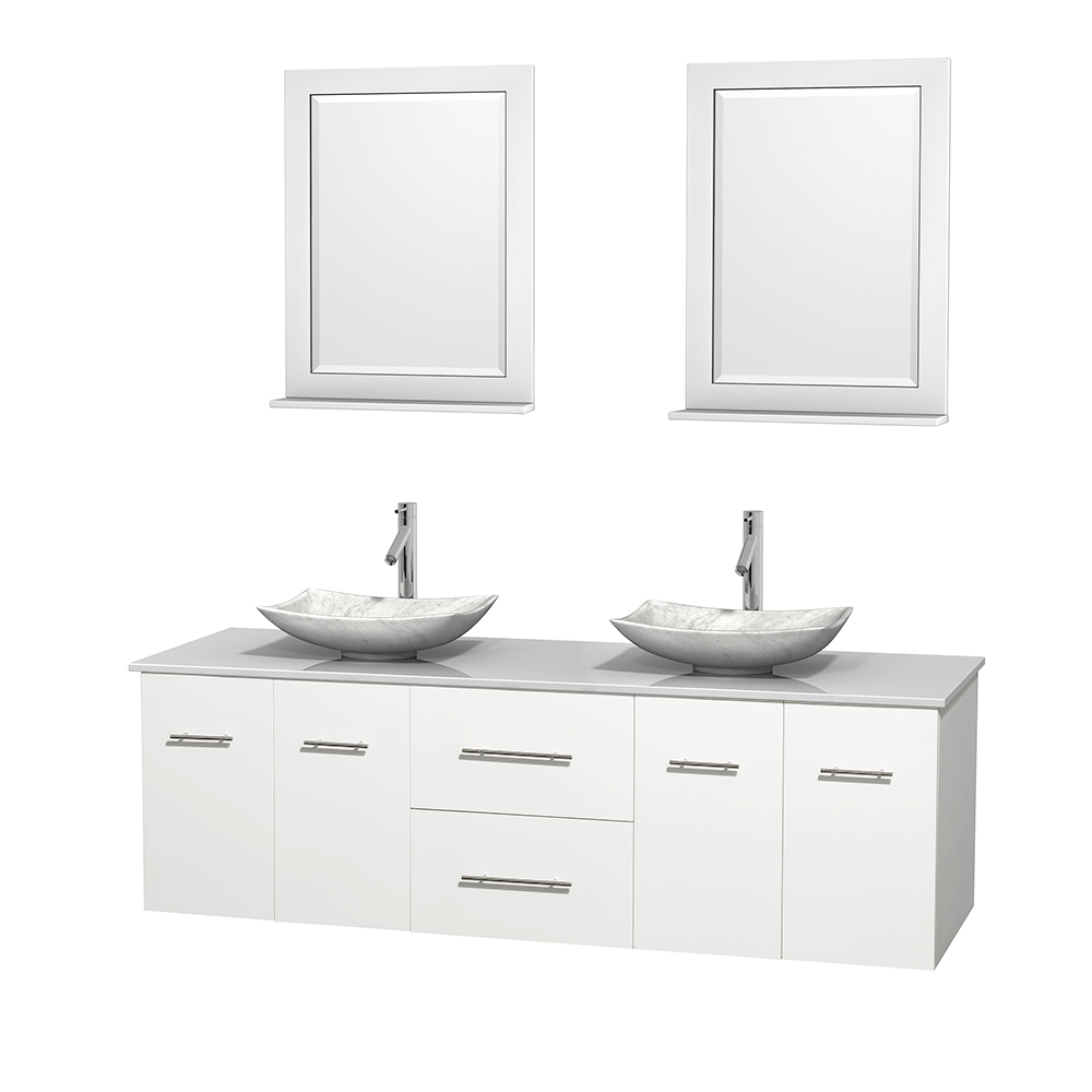 Centra 72 Double Bathroom Vanity for Vessel Sinks - Matte White   Beautiful bathroom furniture for every home - Wyndham Collection