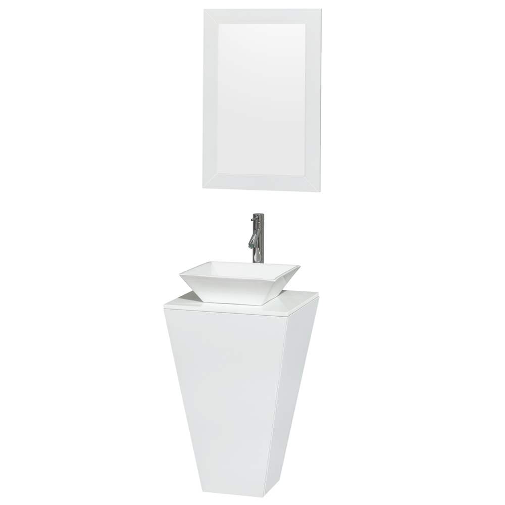 Esprit Bathroom Pedestal Vanity Set - Glossy White  Beautiful bathroom  furniture for every home - Wyndham Collection