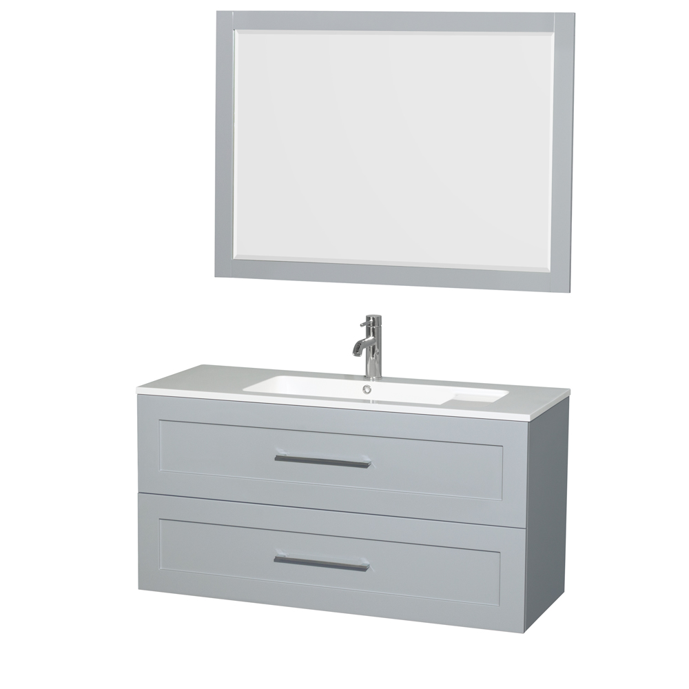 Olivia 48" Wall-Mounted Bathroom Vanity Set With Integrated Sink - Dove Gray WC-R4500-48-VAN-DVG