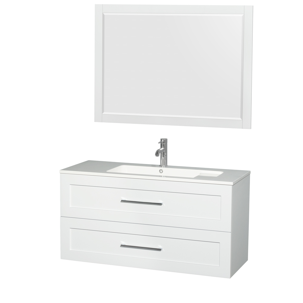 Olivia 48" Wall-Mounted Bathroom Vanity Set With Integrated Sink - Glossy White WC-R4500-48-VAN-WHT