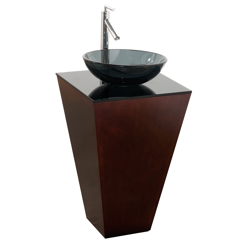 Esprit Bathroom Pedestal Vanity Set - Espresso w/ Smoke Glass Vessel Sink WC-CS004-20-ESP-B015