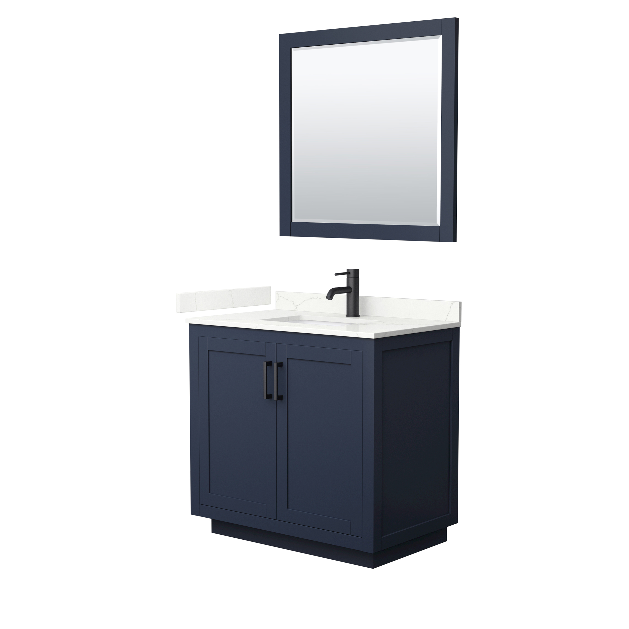 Miranda 36" Single Vanity with optional Carrara Marble Counter - Dark Blue WC-2929-36-SGL-VAN-BLU__