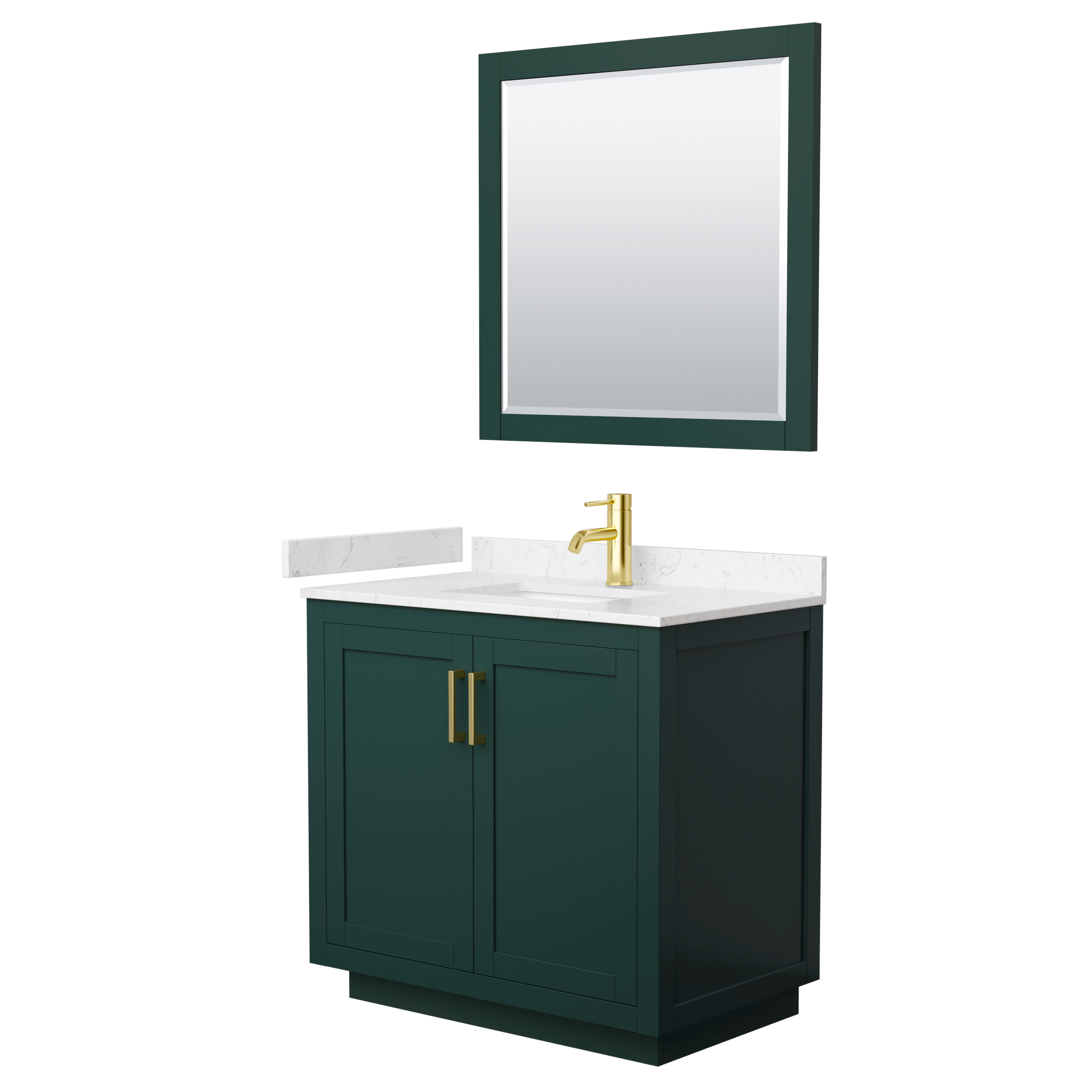 Miranda 36" Single Vanity with Cultured Marble Counter - Green WC-2929-36-SGL-VAN-GRN-