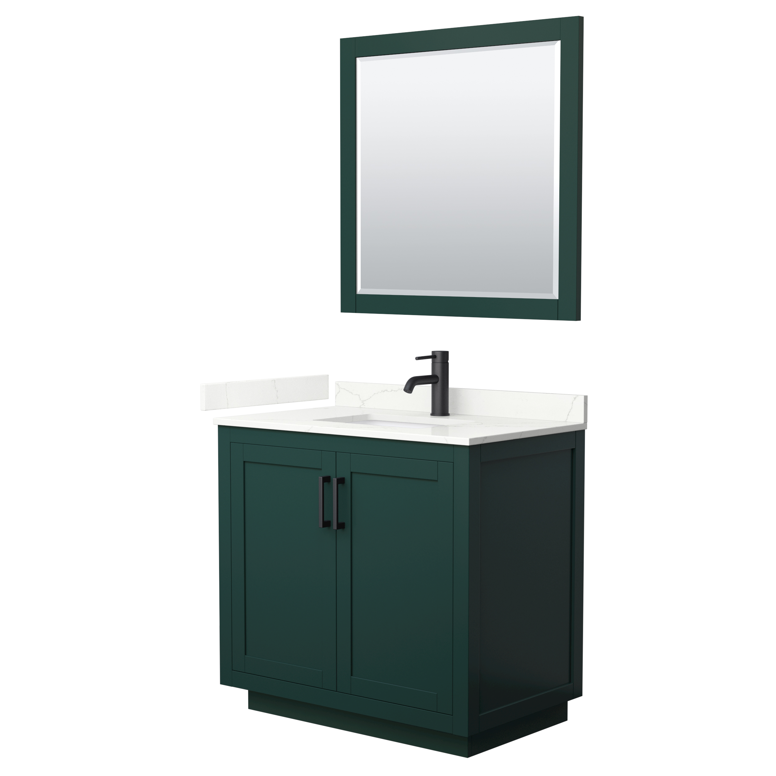 Miranda 36" Single Vanity with optional Carrara Marble Counter - Green WC-2929-36-SGL-VAN-GRN__