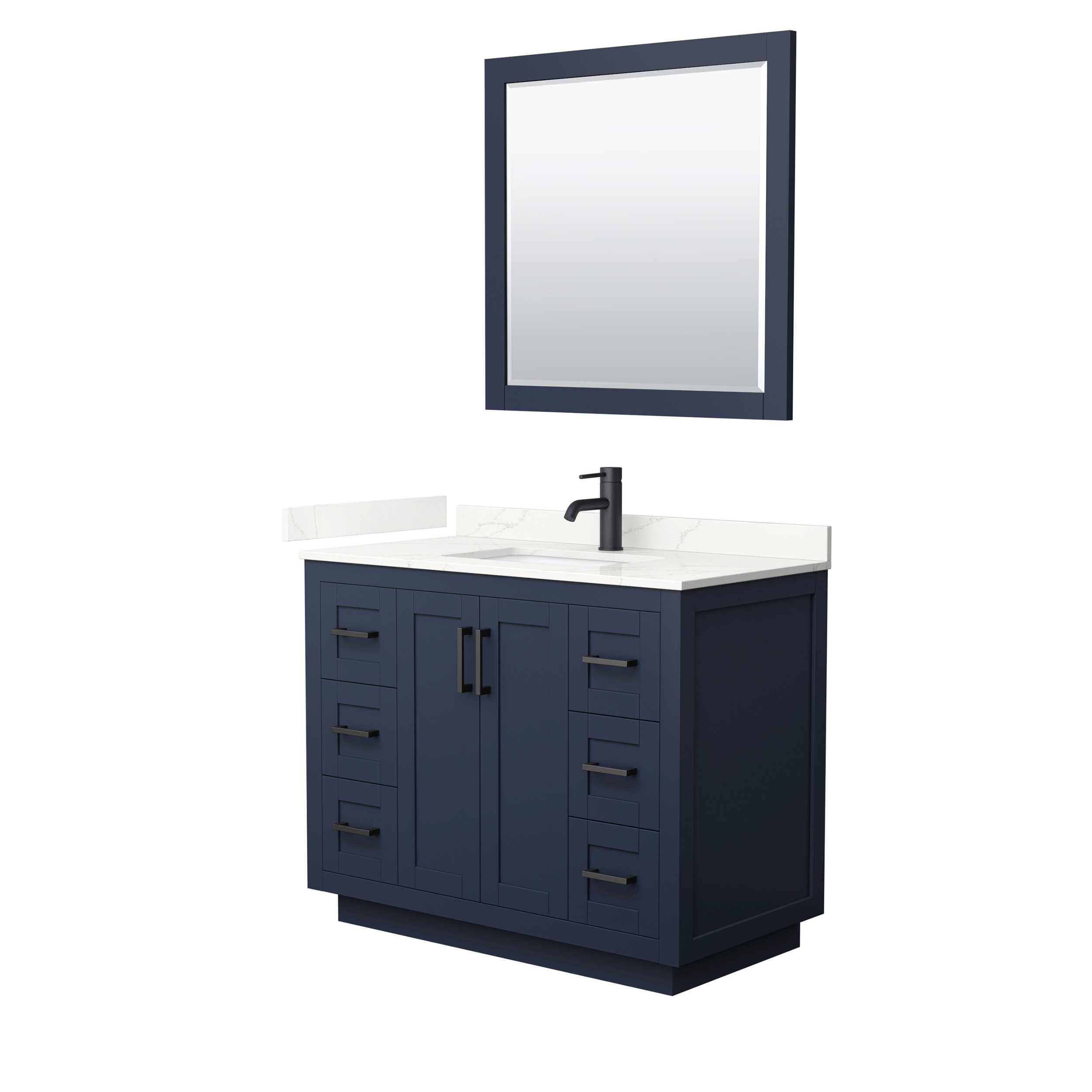 Miranda 42" Single Vanity with optional Carrara Marble Counter - Dark Blue WC-2929-42-SGL-VAN-BLU__