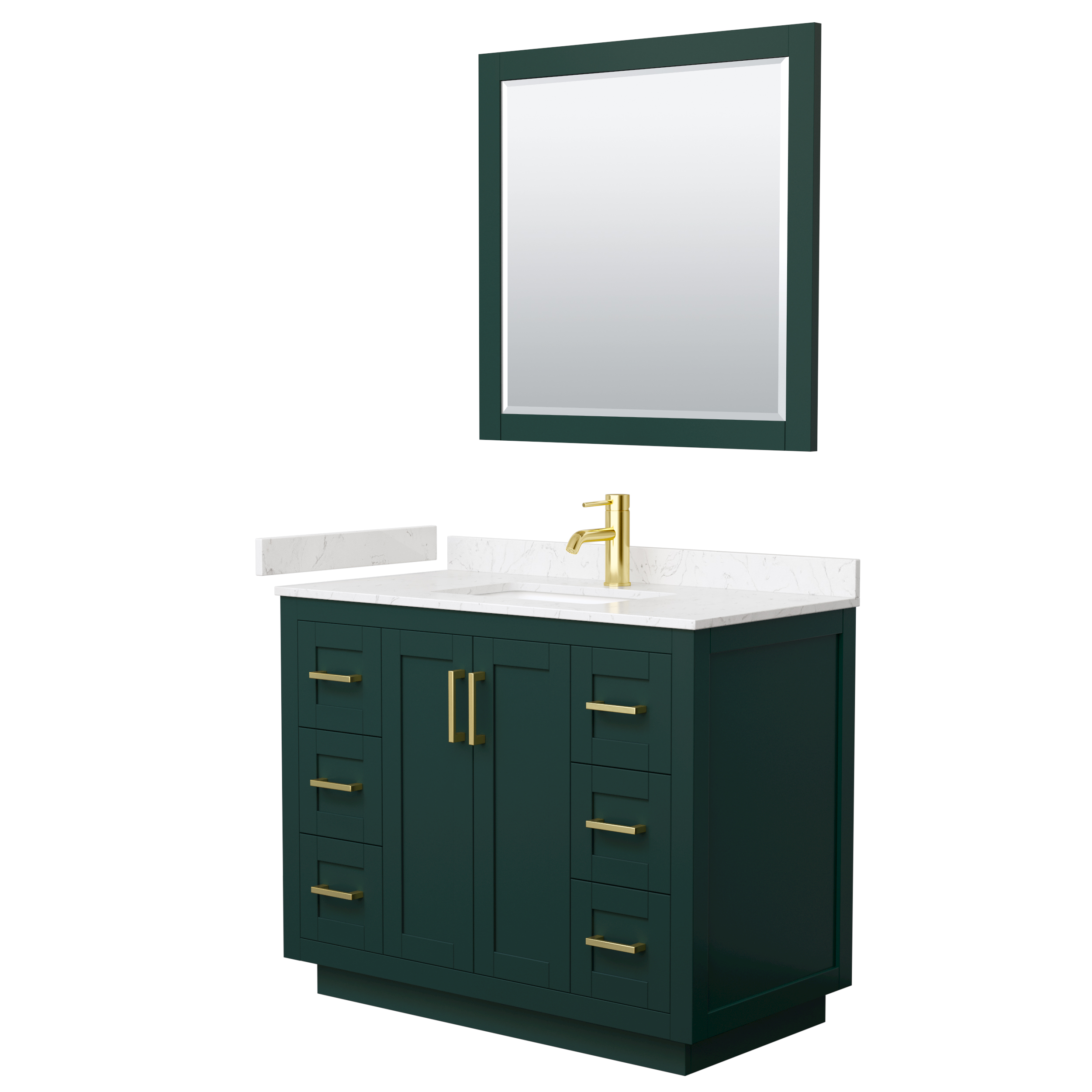 Miranda 42" Single Vanity with Cultured Marble Counter - Green WC-2929-42-SGL-VAN-GRN-