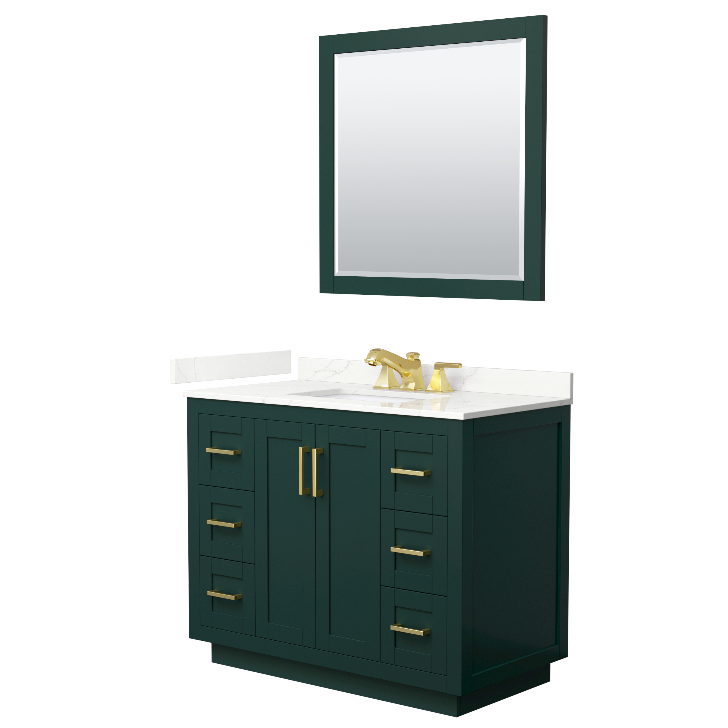 Miranda 42" Single Vanity with optional Carrara Marble Counter - Green WC-2929-42-SGL-VAN-GRN__