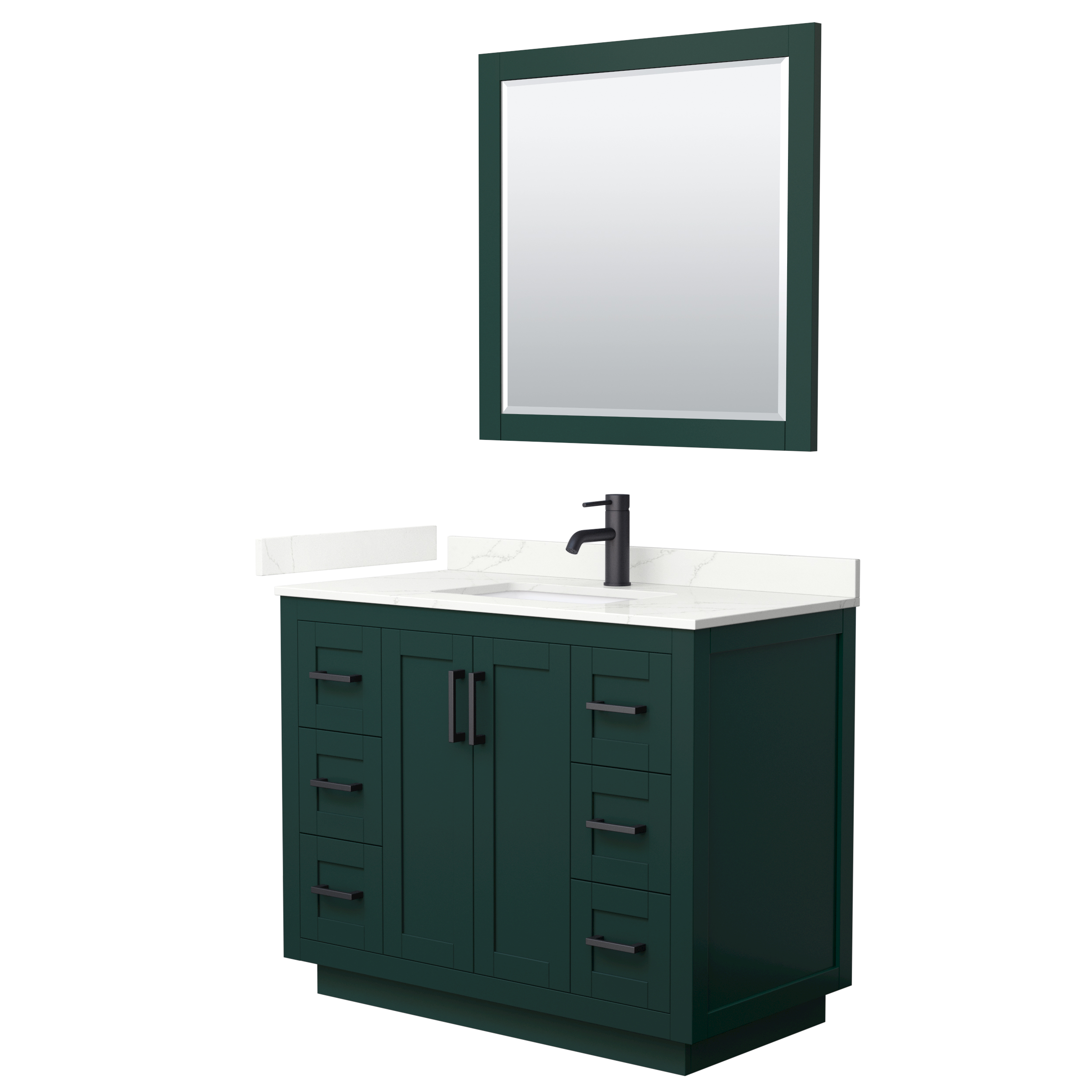 Miranda 42" Single Vanity with optional Carrara Marble Counter - Green WC-2929-42-SGL-VAN-GRN__