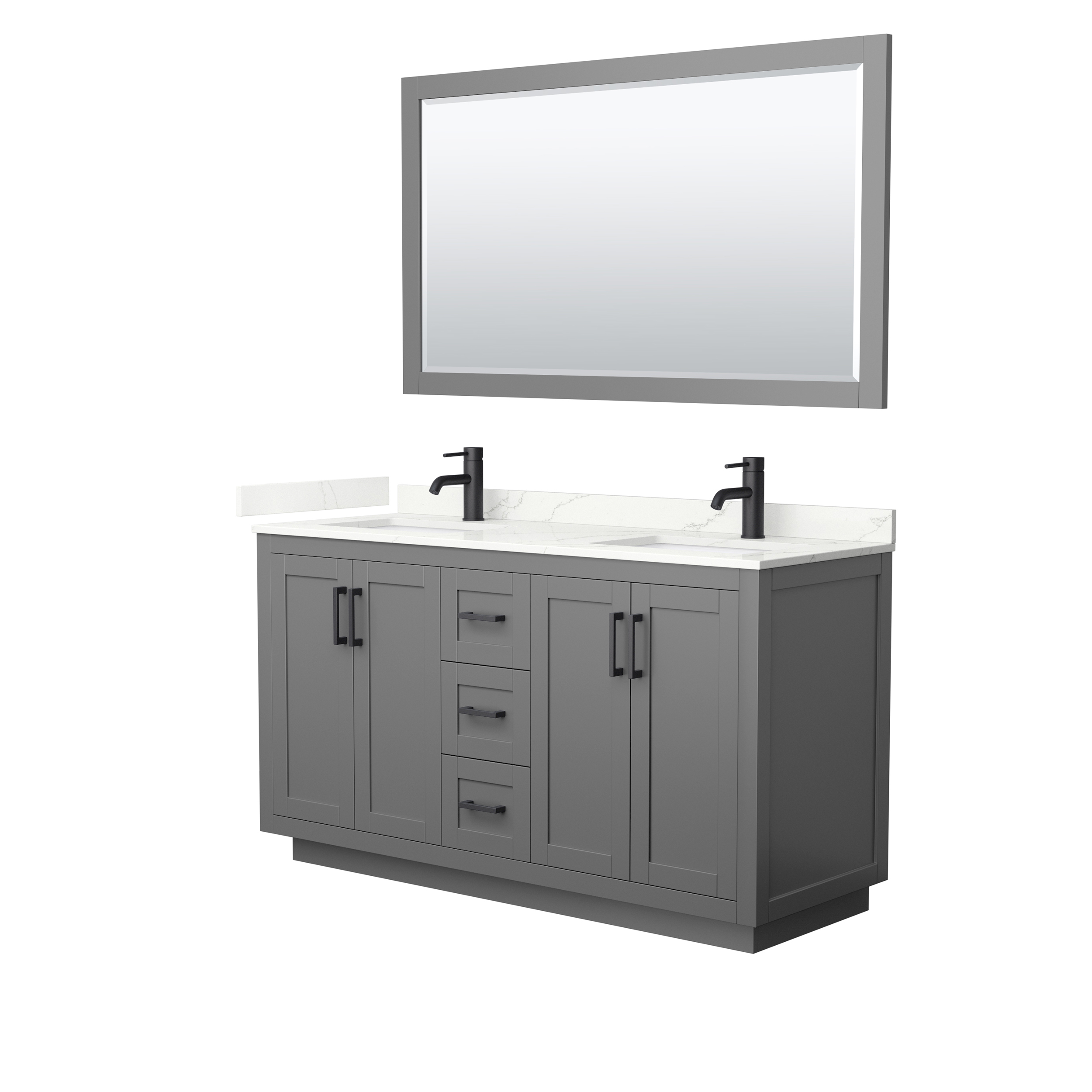 Miranda 60" Double Vanity with optional Carrara Marble Counter - Dark Gray WC-2929-60-DBL-VAN-DKG__