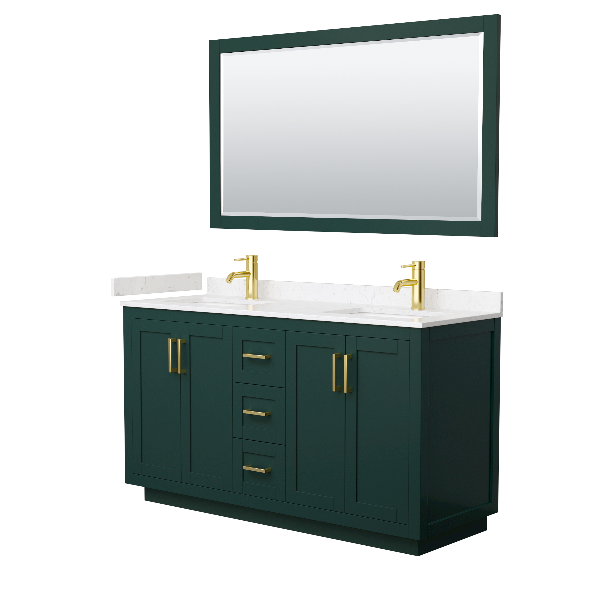 Miranda 60" Double Vanity with Cultured Marble Counter - Green WC-2929-60-DBL-VAN-GRN-