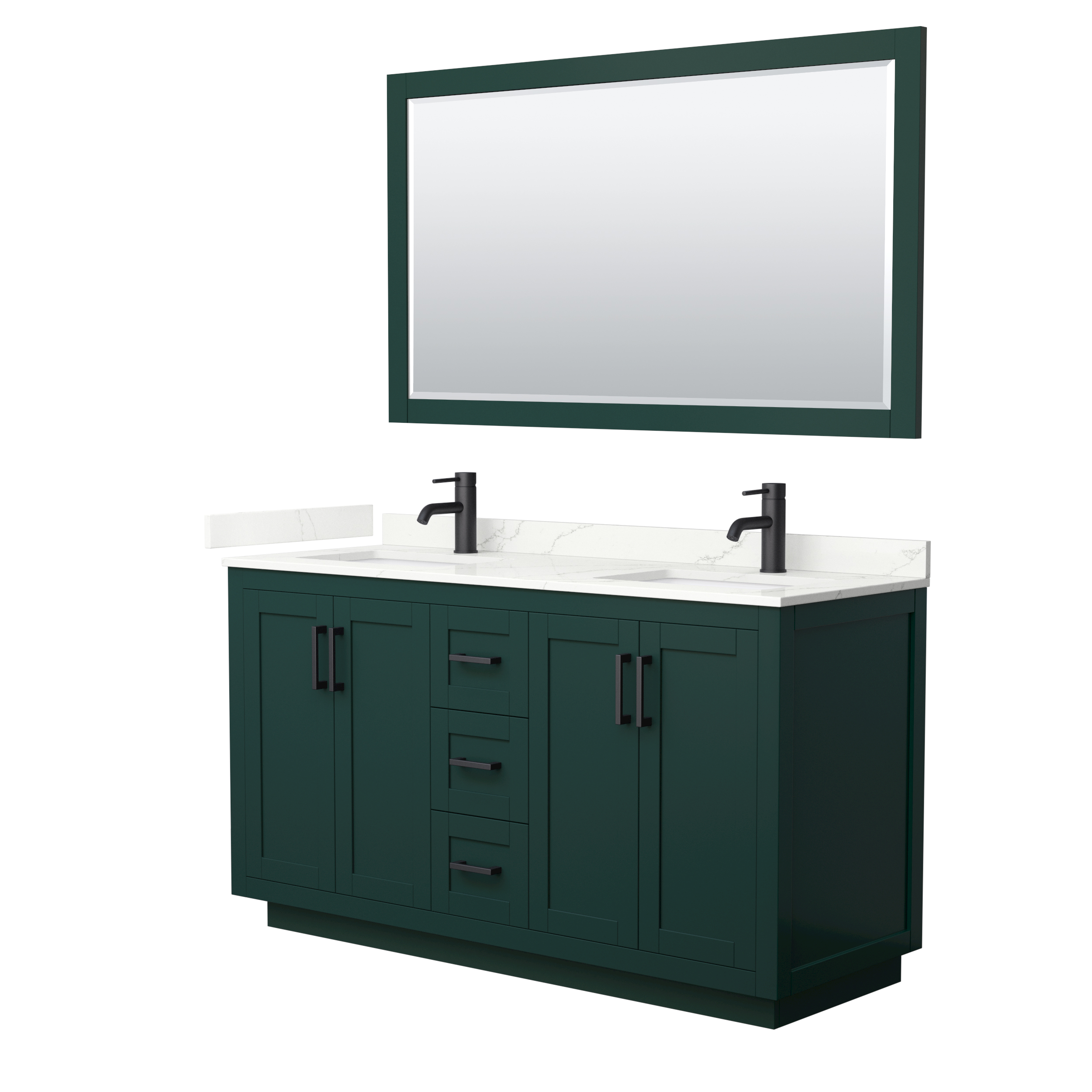 Miranda 60" Double Vanity with optional Carrara Marble Counter - Green WC-2929-60-DBL-VAN-GRN__