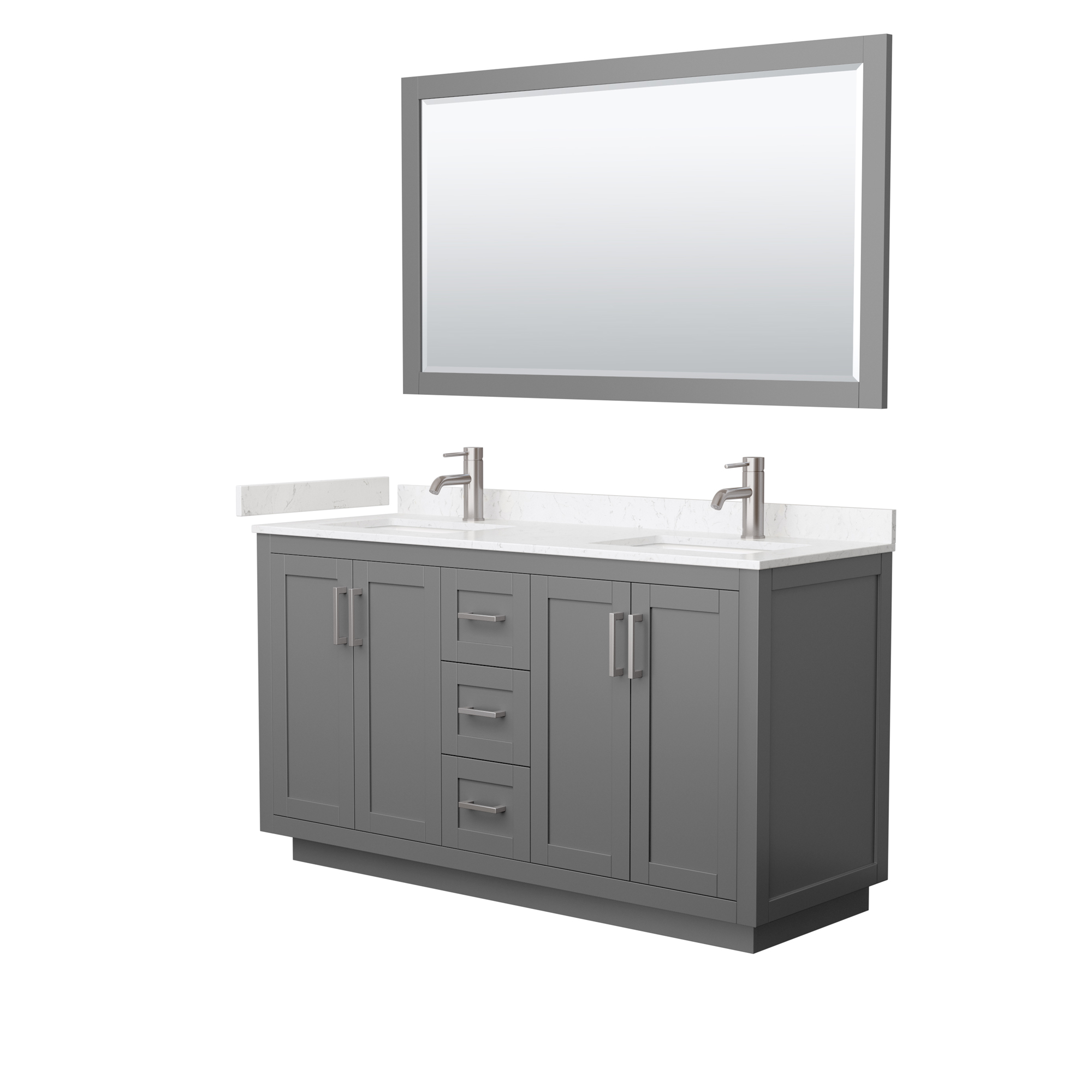 Miranda 60" Double Vanity with optional Carrara Marble Counter - Dark Gray WC-2929-60-DBL-VAN-DKG__