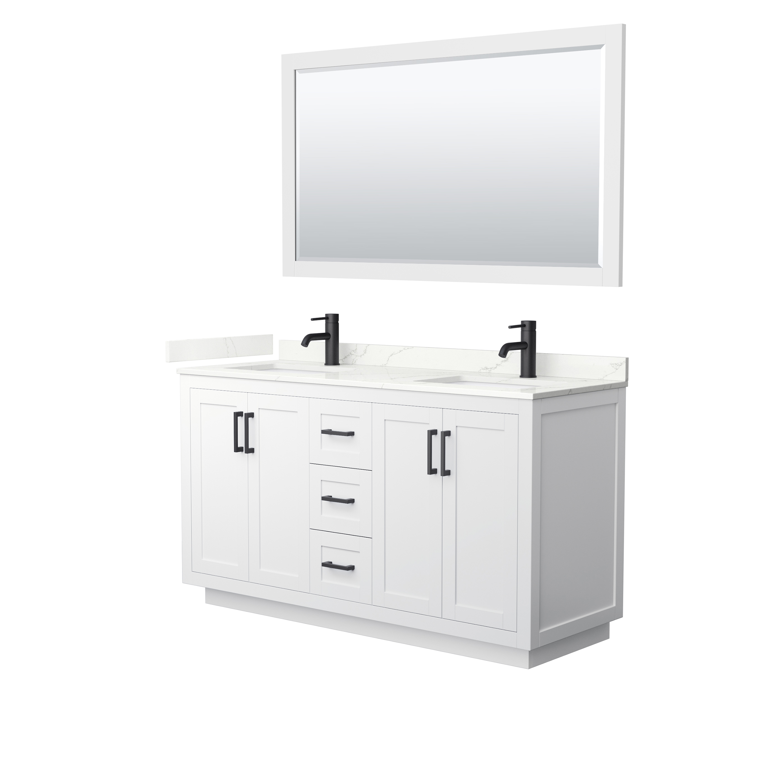 Miranda 60" Double Vanity with optional Carrara Marble Counter - White WC-2929-60-DBL-VAN-WHT__