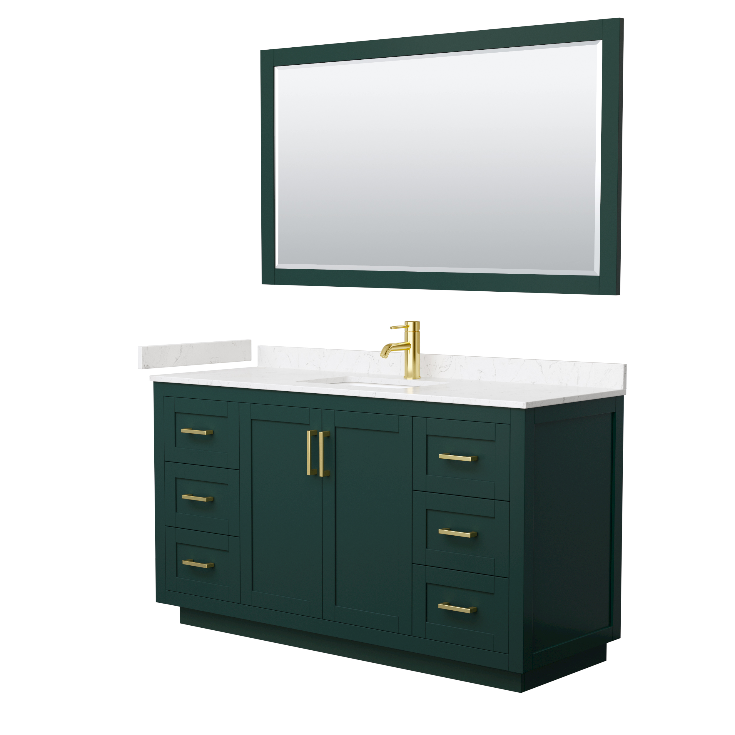 Miranda 60" Single Vanity with Cultured Marble Counter - Green WC-2929-60-SGL-VAN-GRN-