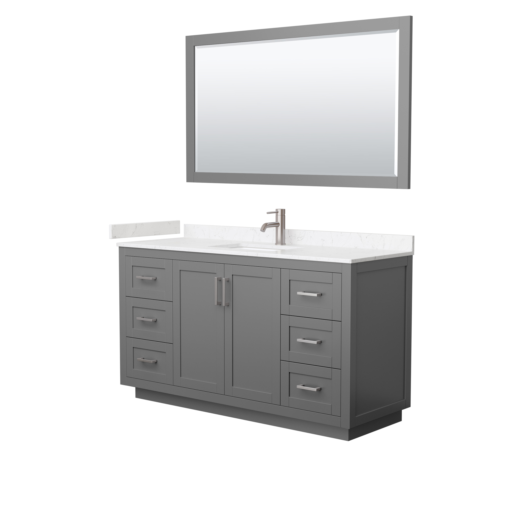 Miranda 60" Double Vanity with Carrara Marble Counter - Dark Blue WC-2929-60-DBL-VAN-BLU