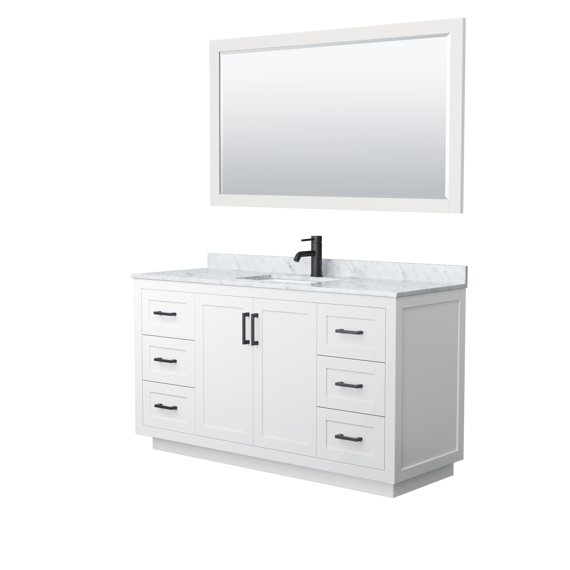 Miranda 60" Single Vanity with optional Carrara Marble Counter - White WC-2929-60-SGL-VAN-WHT__