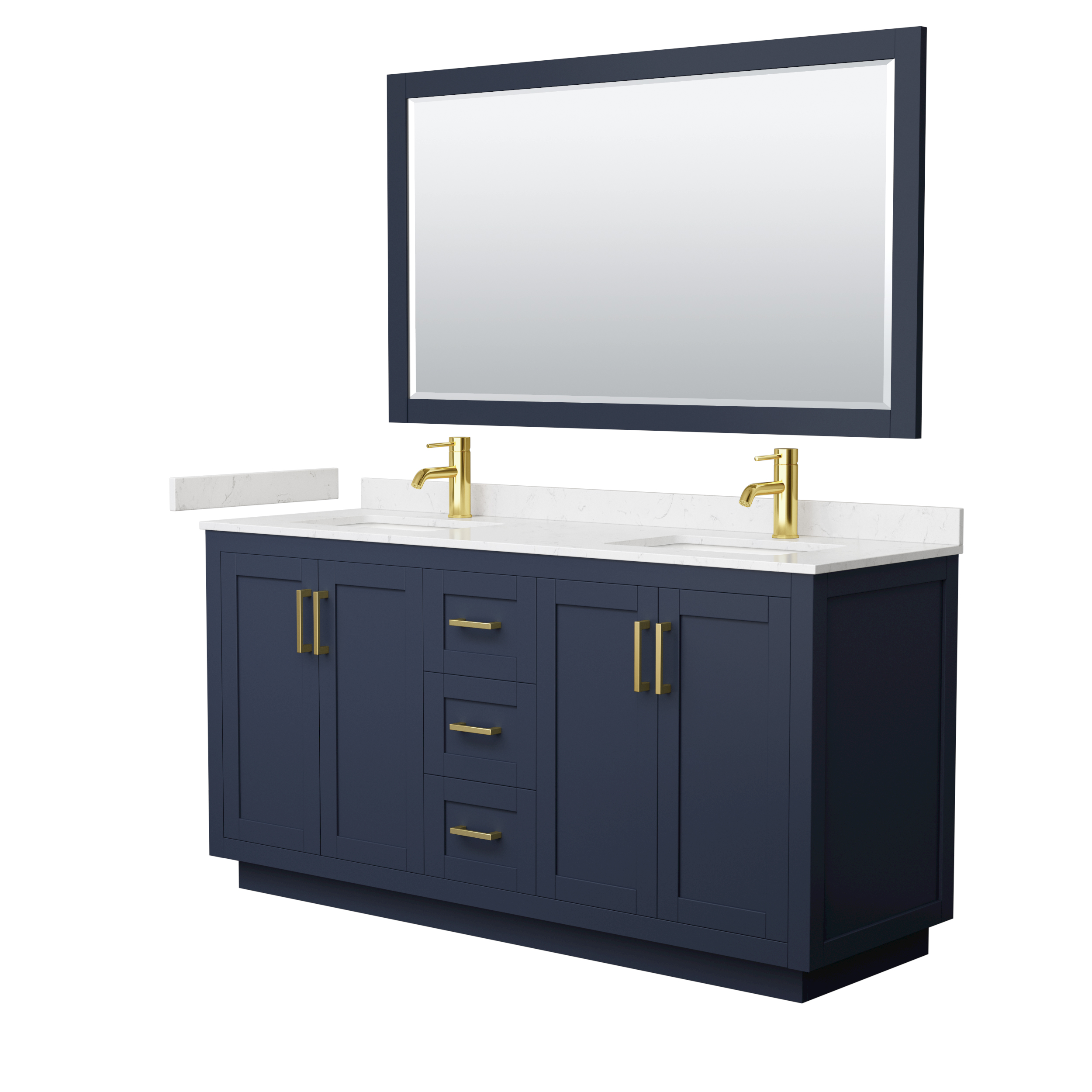 Miranda 60" Double Vanity with Carrara Marble Counter - Dark Blue WC-2929-60-DBL-VAN-BLU