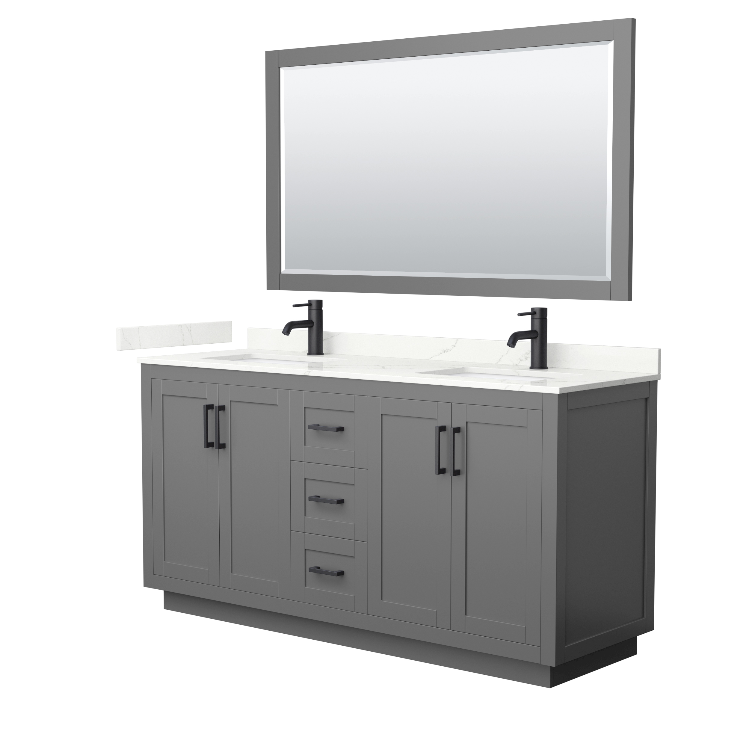 Miranda 66" Double Vanity with optional Carrara Marble Counter - Dark Gray WC-2929-66-DBL-VAN-DKG__