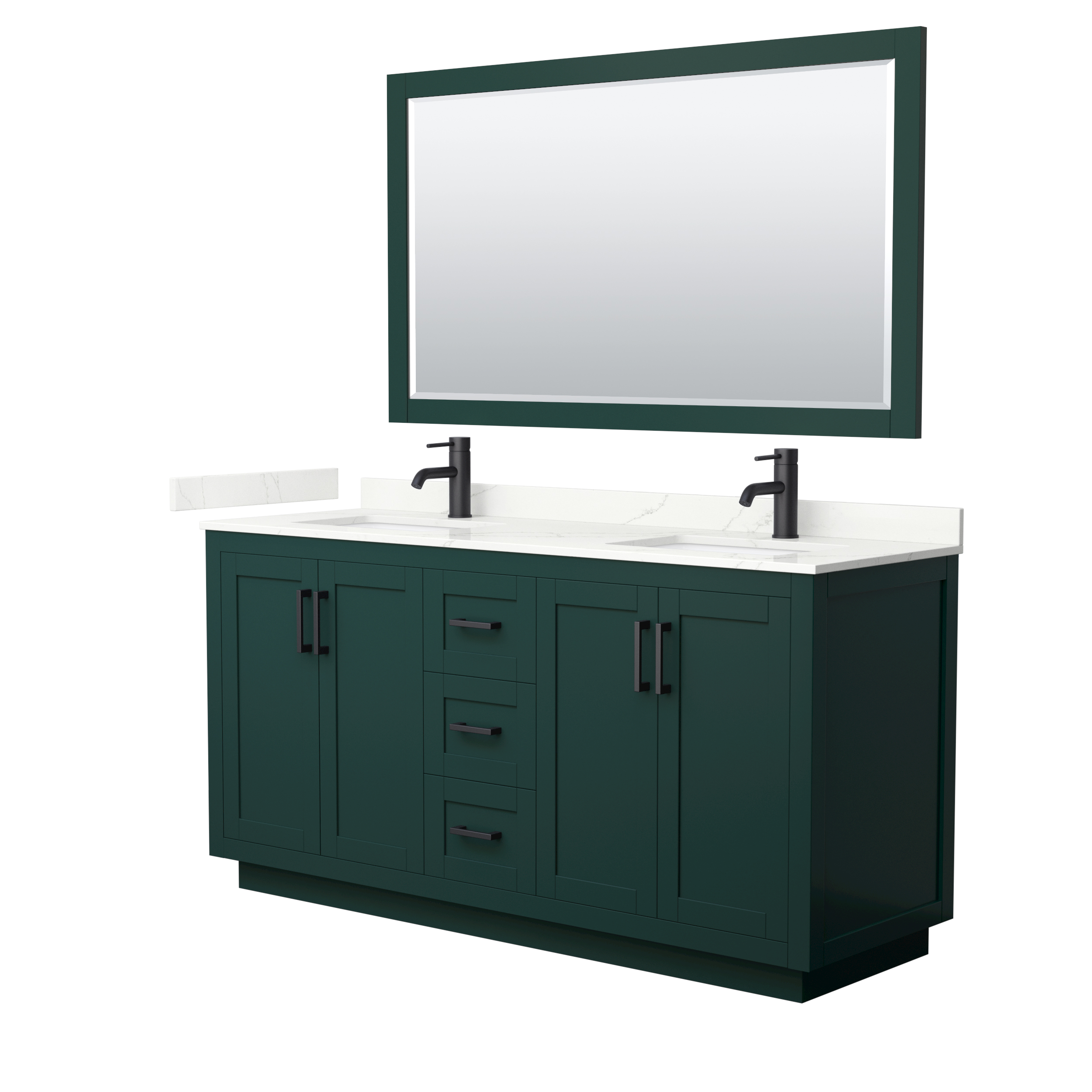 Miranda 66" Double Vanity with optional Carrara Marble Counter - Green WC-2929-66-DBL-VAN-GRN__