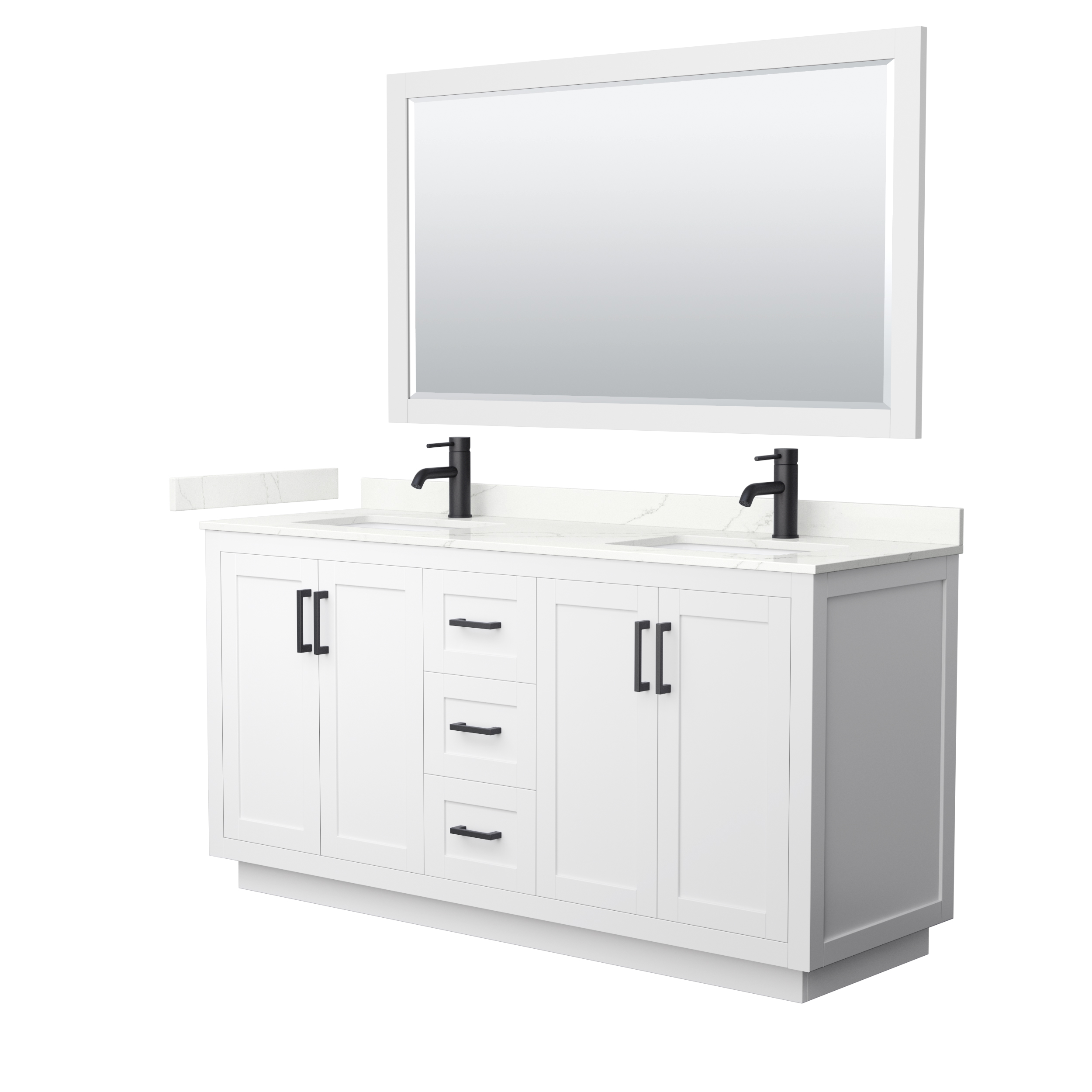 Miranda 66" Double Vanity with optional Carrara Marble Counter - White WC-2929-66-DBL-VAN-WHT__