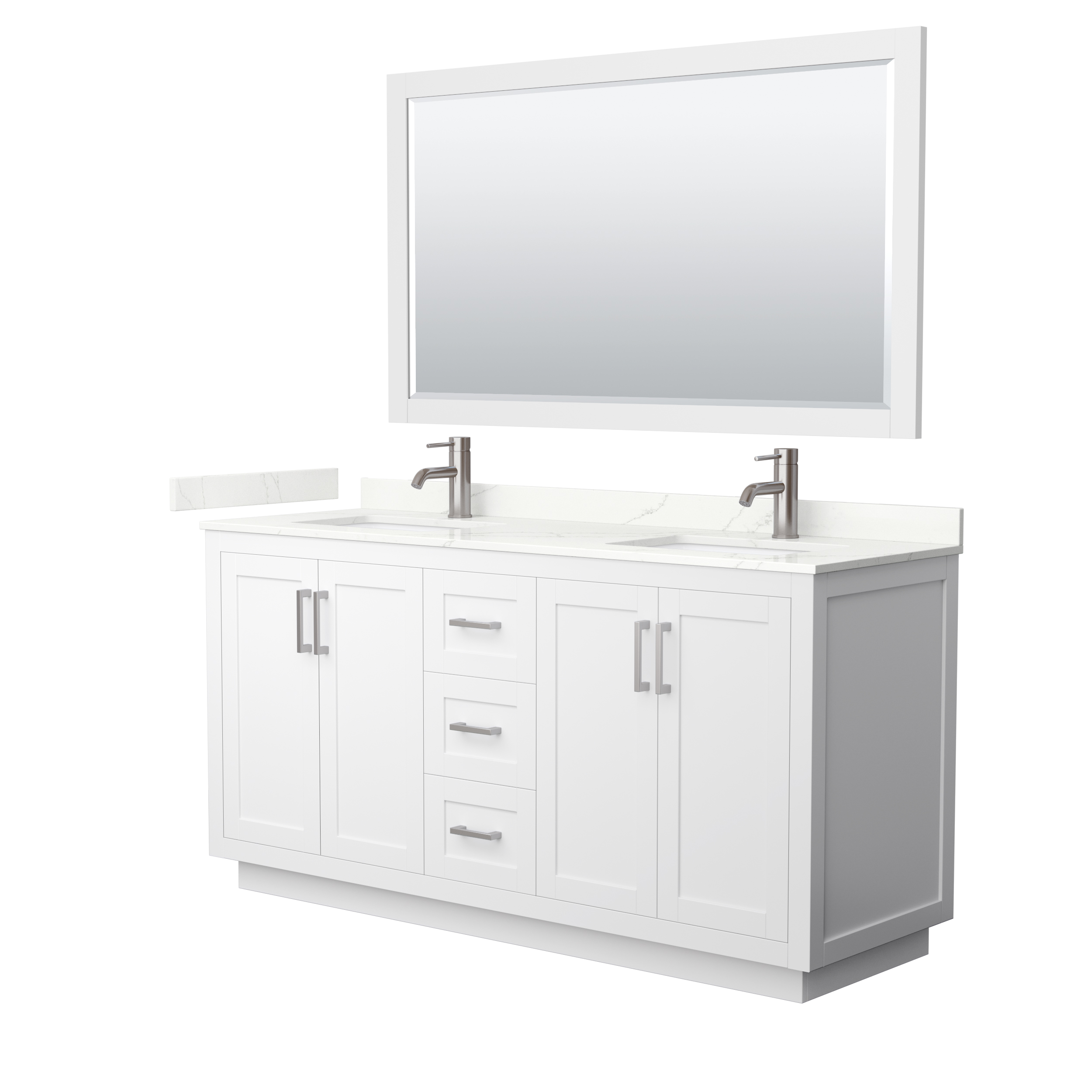 Miranda 66" Double Vanity with optional Carrara Marble Counter - White WC-2929-66-DBL-VAN-WHT__