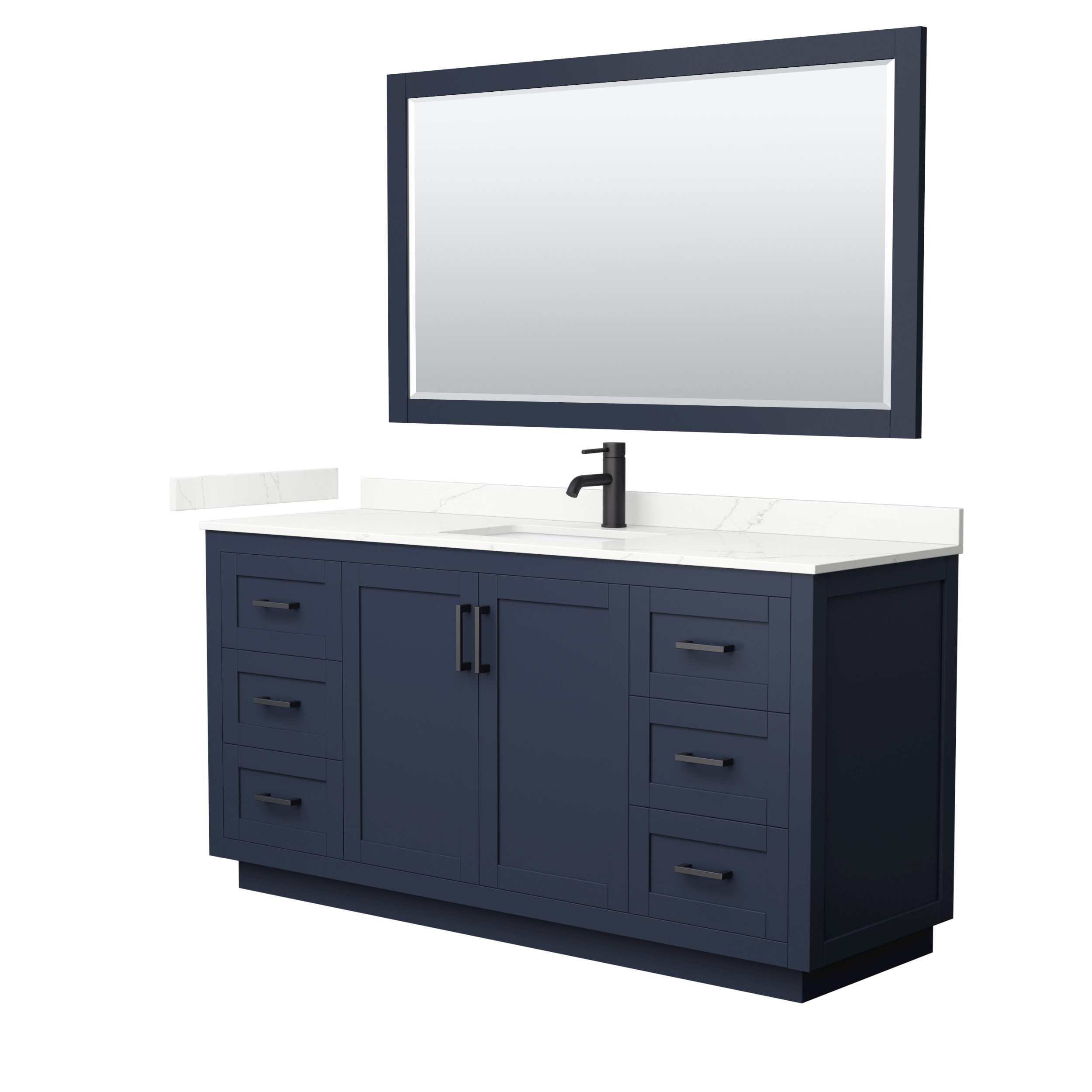 Miranda 66" Single Vanity with optional Carrara Marble Counter - Dark Blue WC-2929-66-SGL-VAN-BLU__