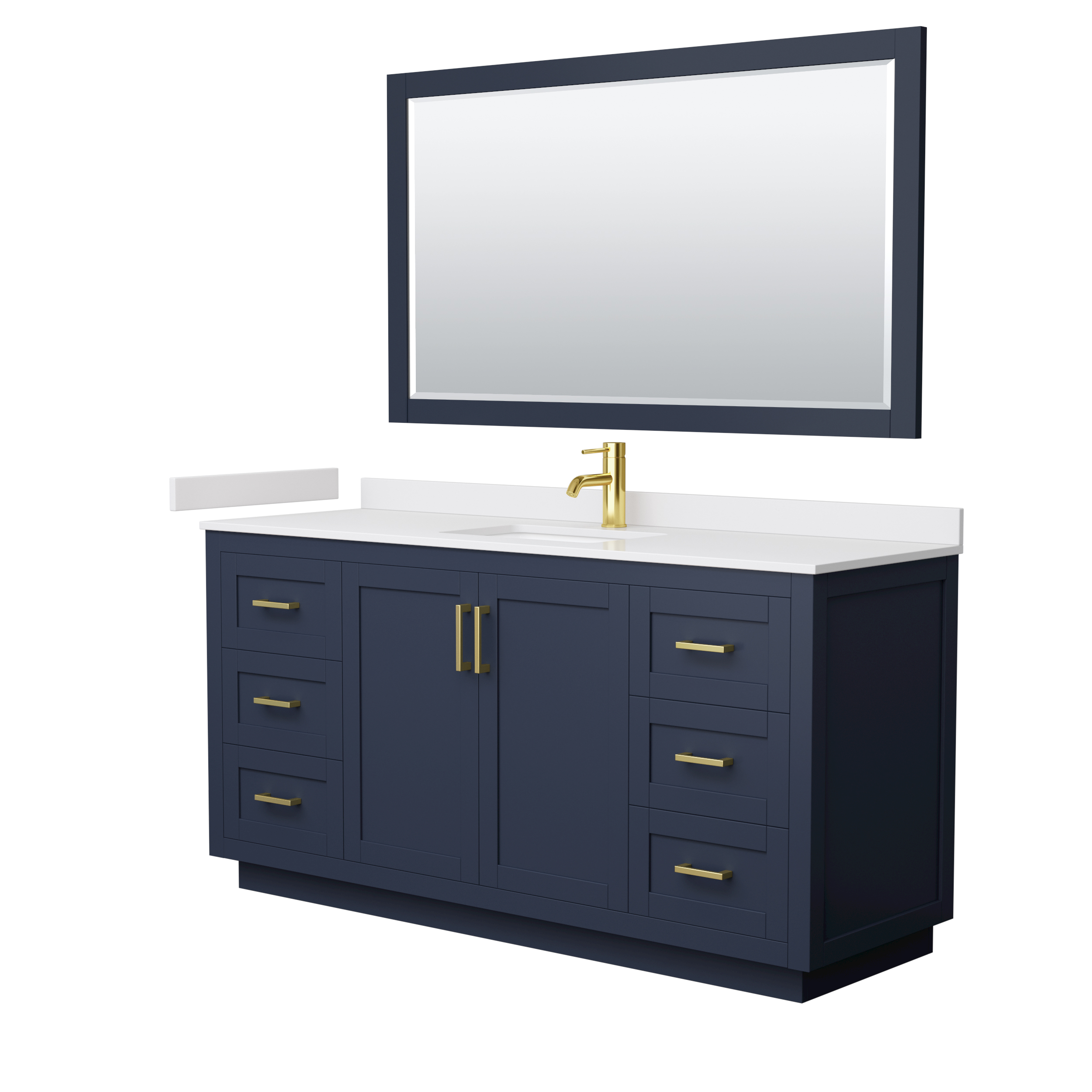 Miranda 60" Double Vanity with Carrara Marble Counter - Dark Blue WC-2929-60-DBL-VAN-BLU