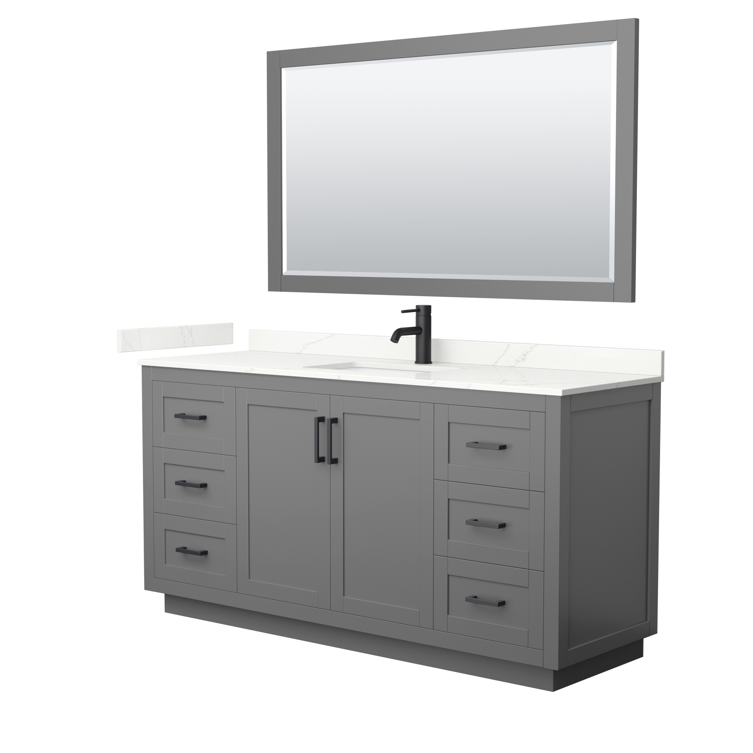 Miranda 66" Single Vanity with optional Carrara Marble Counter - Dark Gray WC-2929-66-SGL-VAN-DKG__