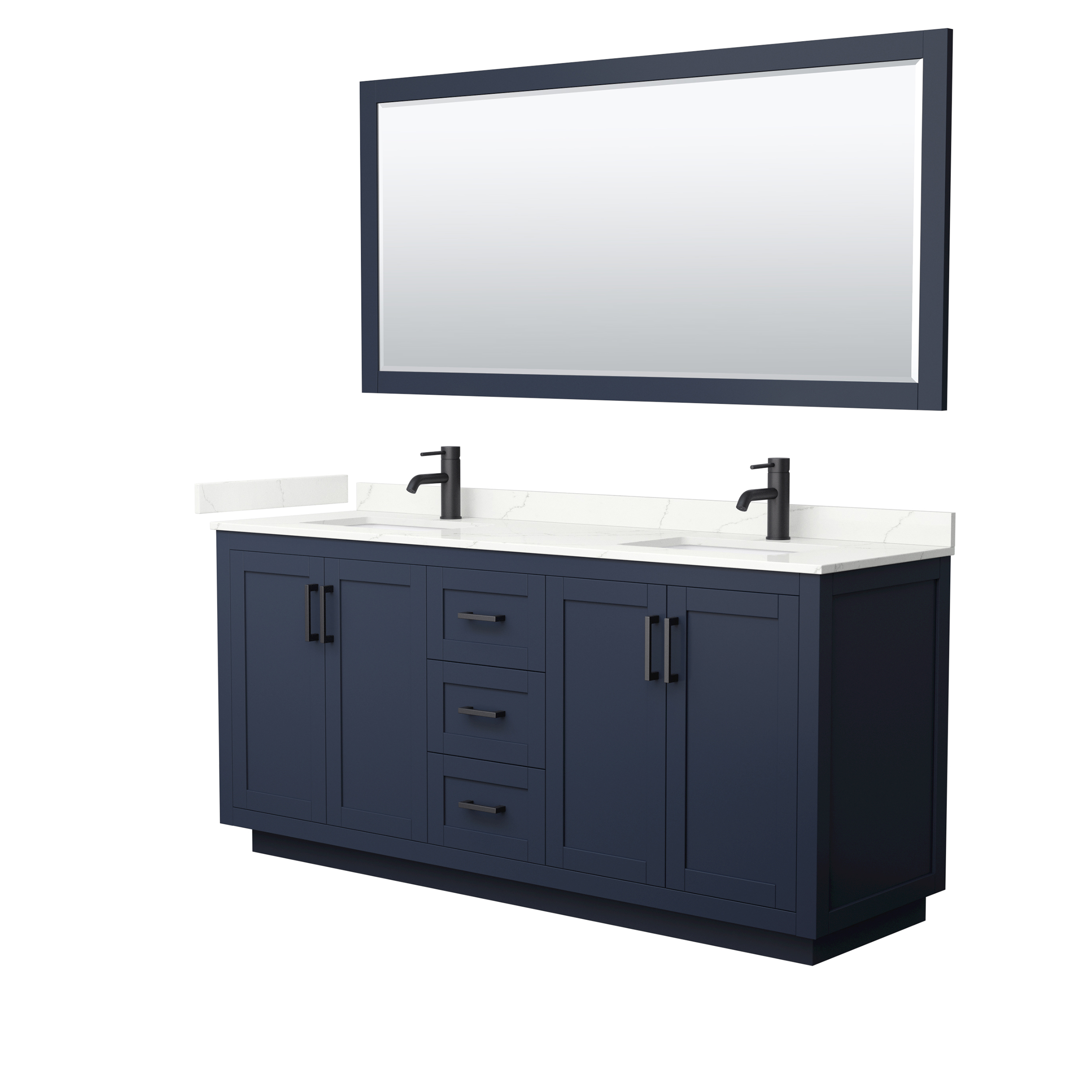 Miranda 72" Double Vanity with optional Carrara Marble Counter - Dark Blue WC-2929-72-DBL-VAN-BLU__