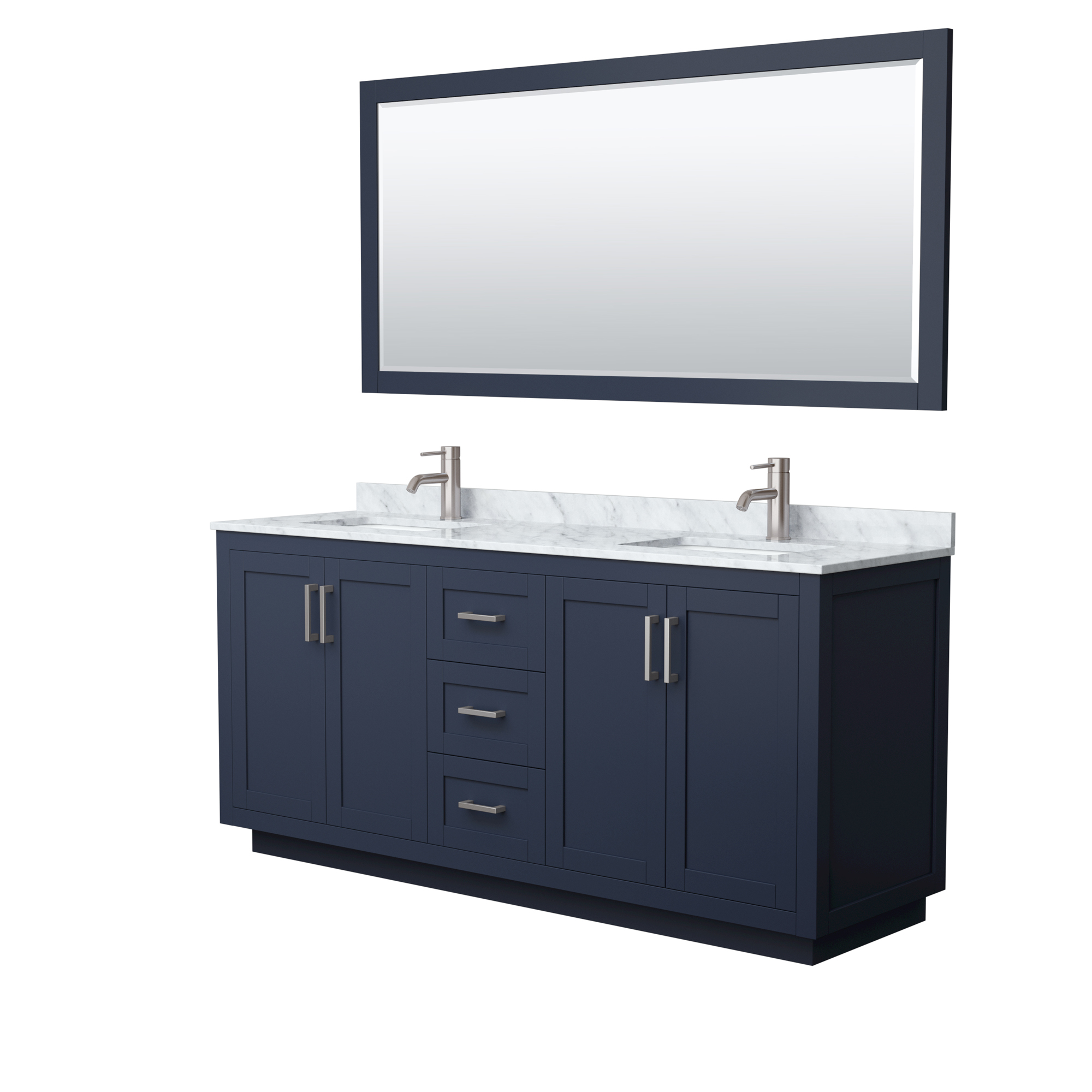 Miranda 72" Double Vanity with optional Carrara Marble Counter - Dark Blue WC-2929-72-DBL-VAN-BLU__