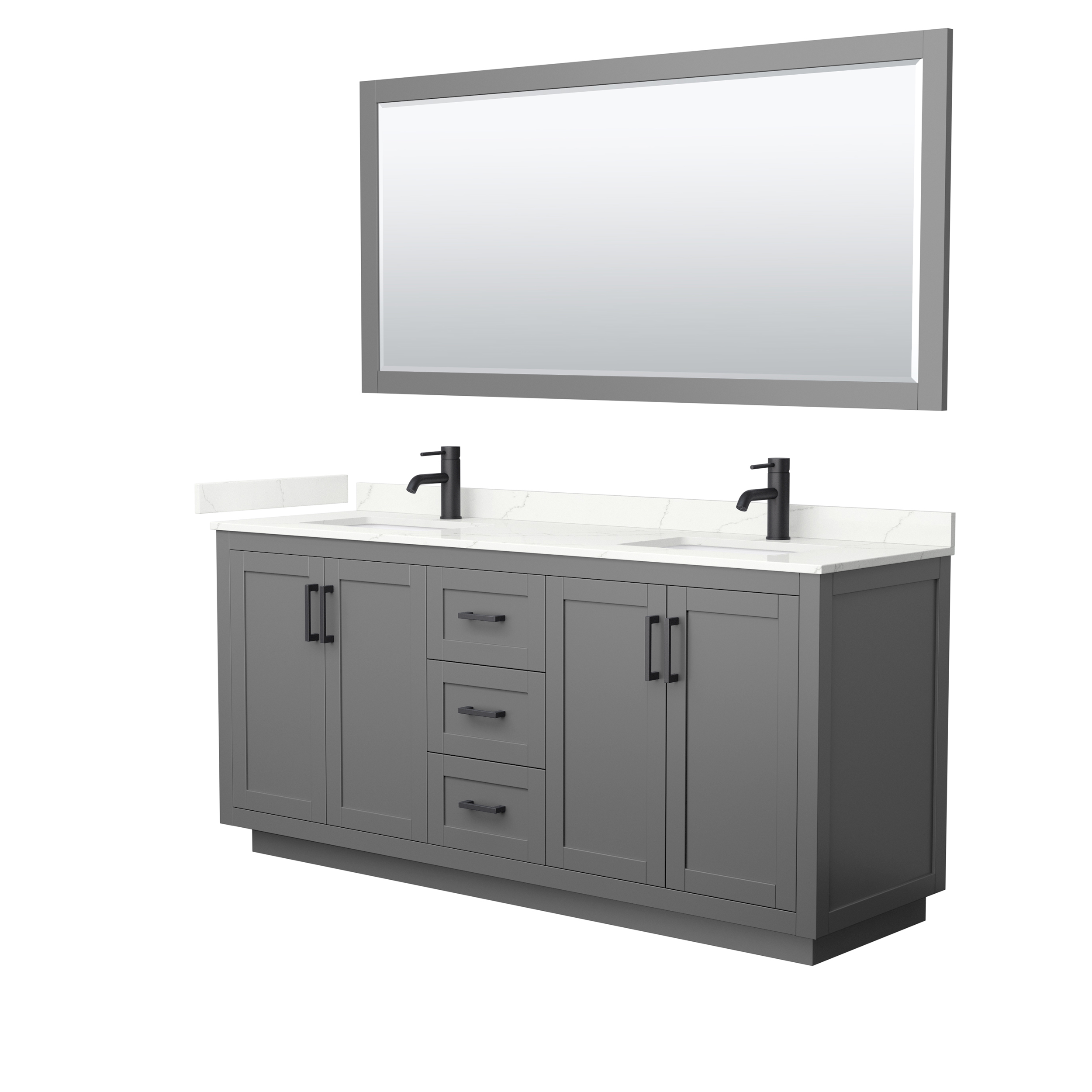 Miranda 72" Double Vanity with optional Carrara Marble Counter - Dark Gray WC-2929-72-DBL-VAN-DKG__