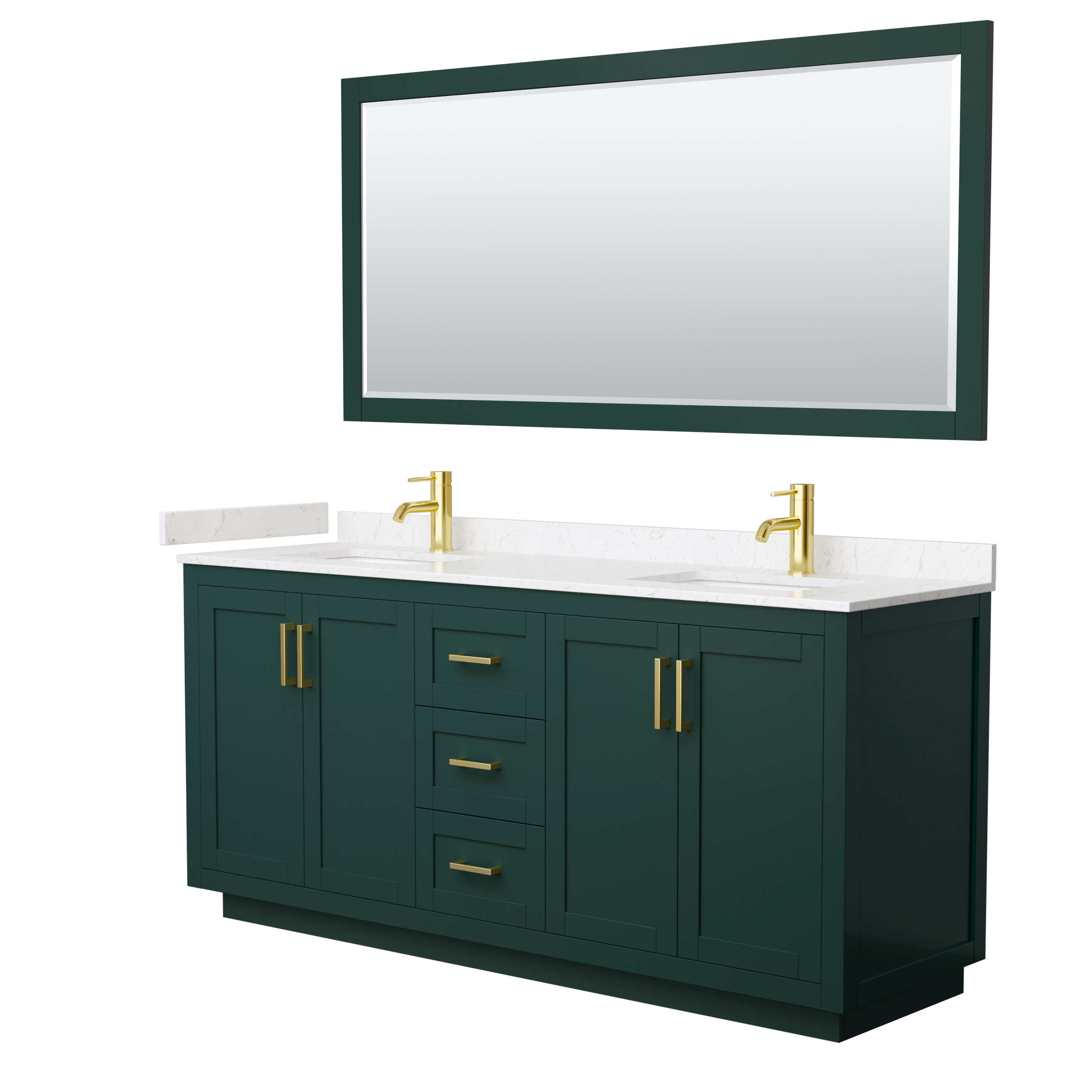 Miranda 72" Double Vanity with Cultured Marble Counter - Green WC-2929-72-DBL-VAN-GRN-