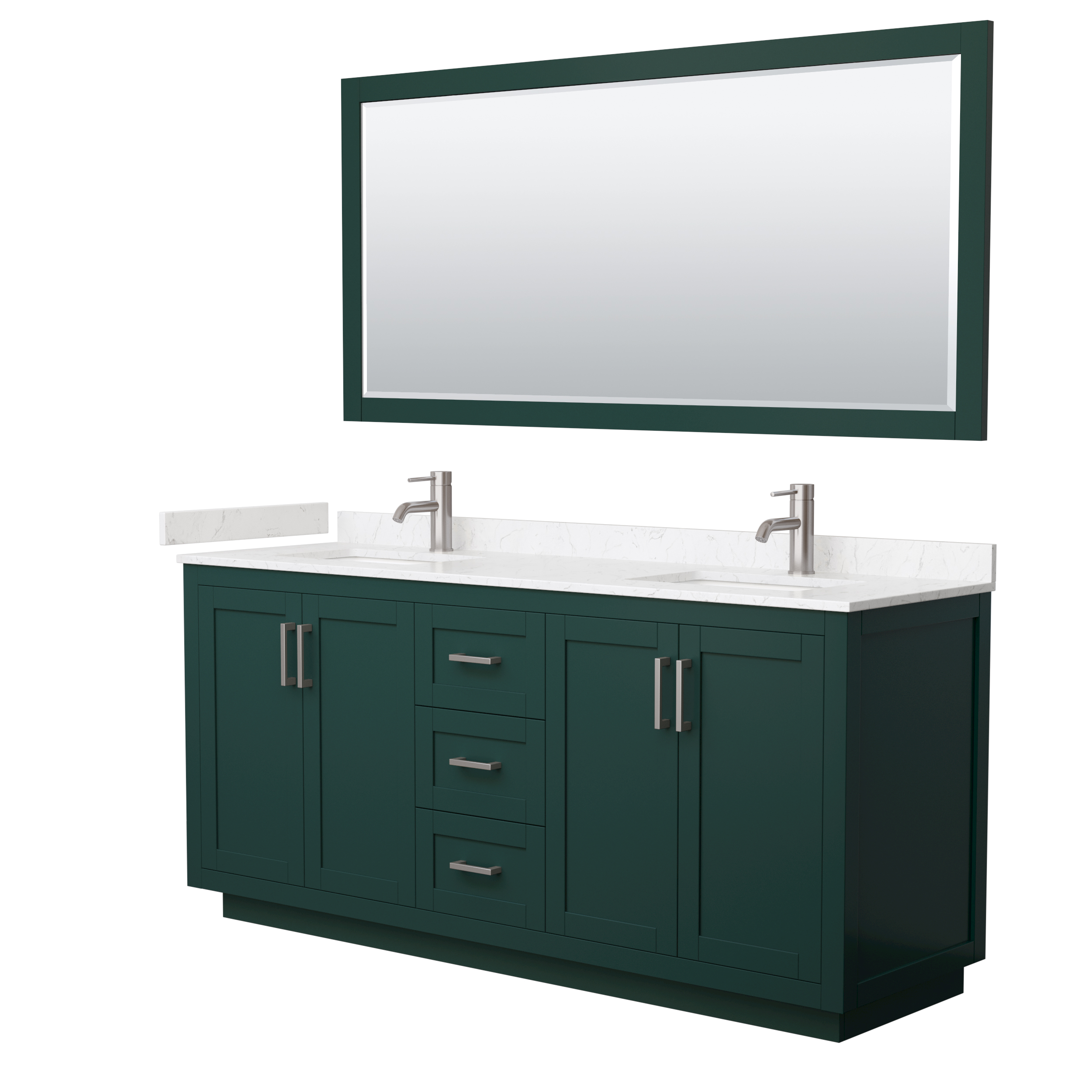 Miranda 72" Double Vanity with optional Carrara Marble Counter - Green WC-2929-72-DBL-VAN-GRN__