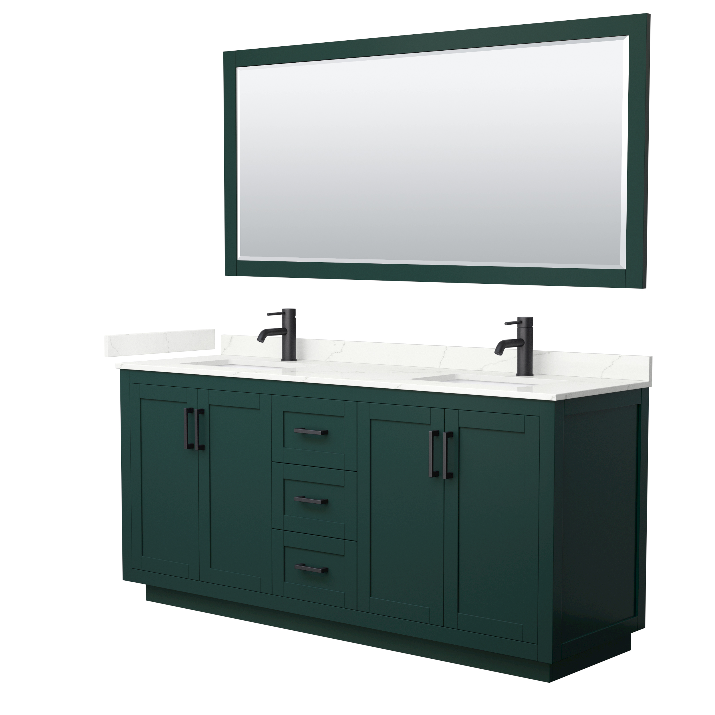 Miranda 72" Double Vanity with optional Carrara Marble Counter - Green WC-2929-72-DBL-VAN-GRN__