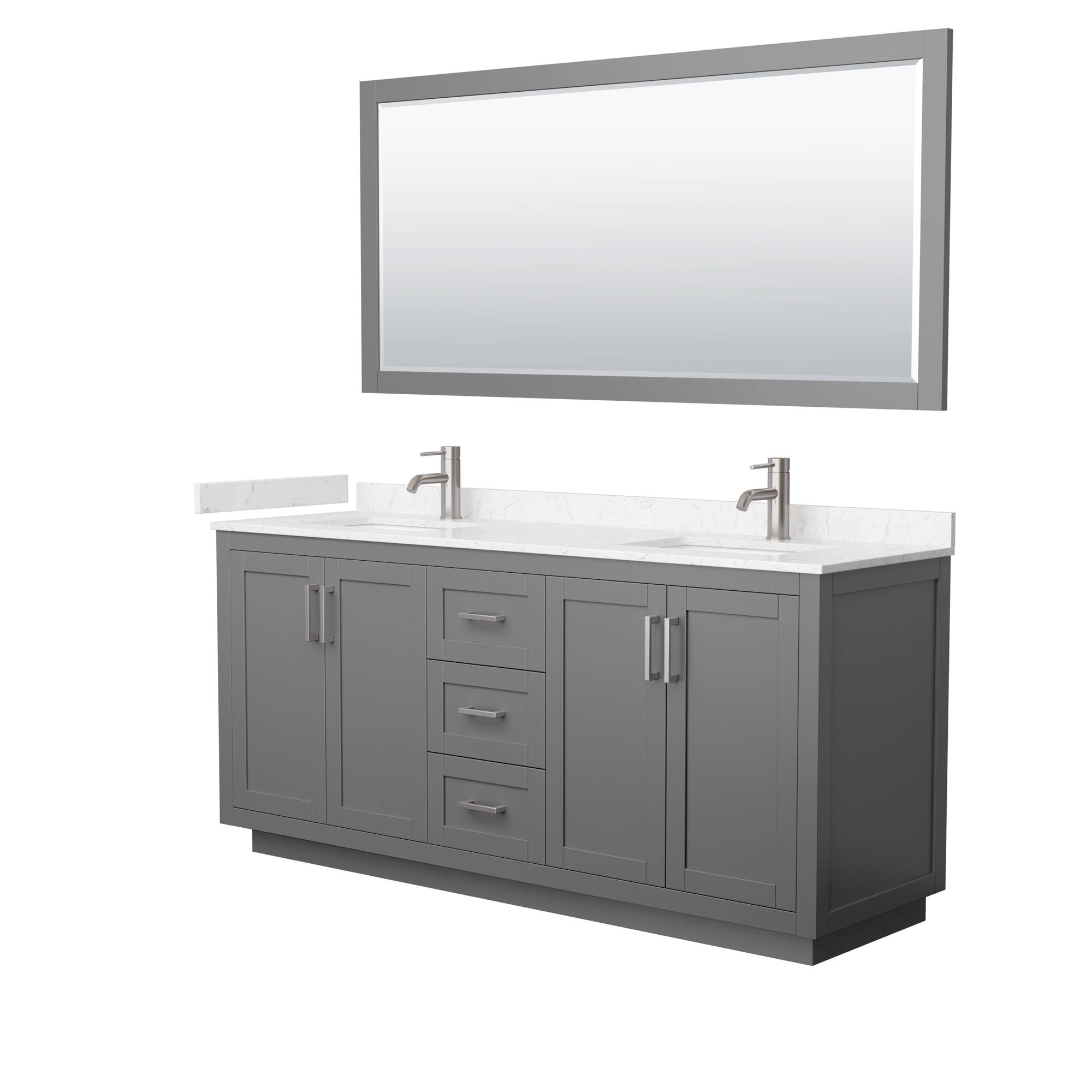 Miranda 72" Double Vanity with Cultured Marble Counter - Dark Blue WC-2929-72-DBL-VAN-BLU-