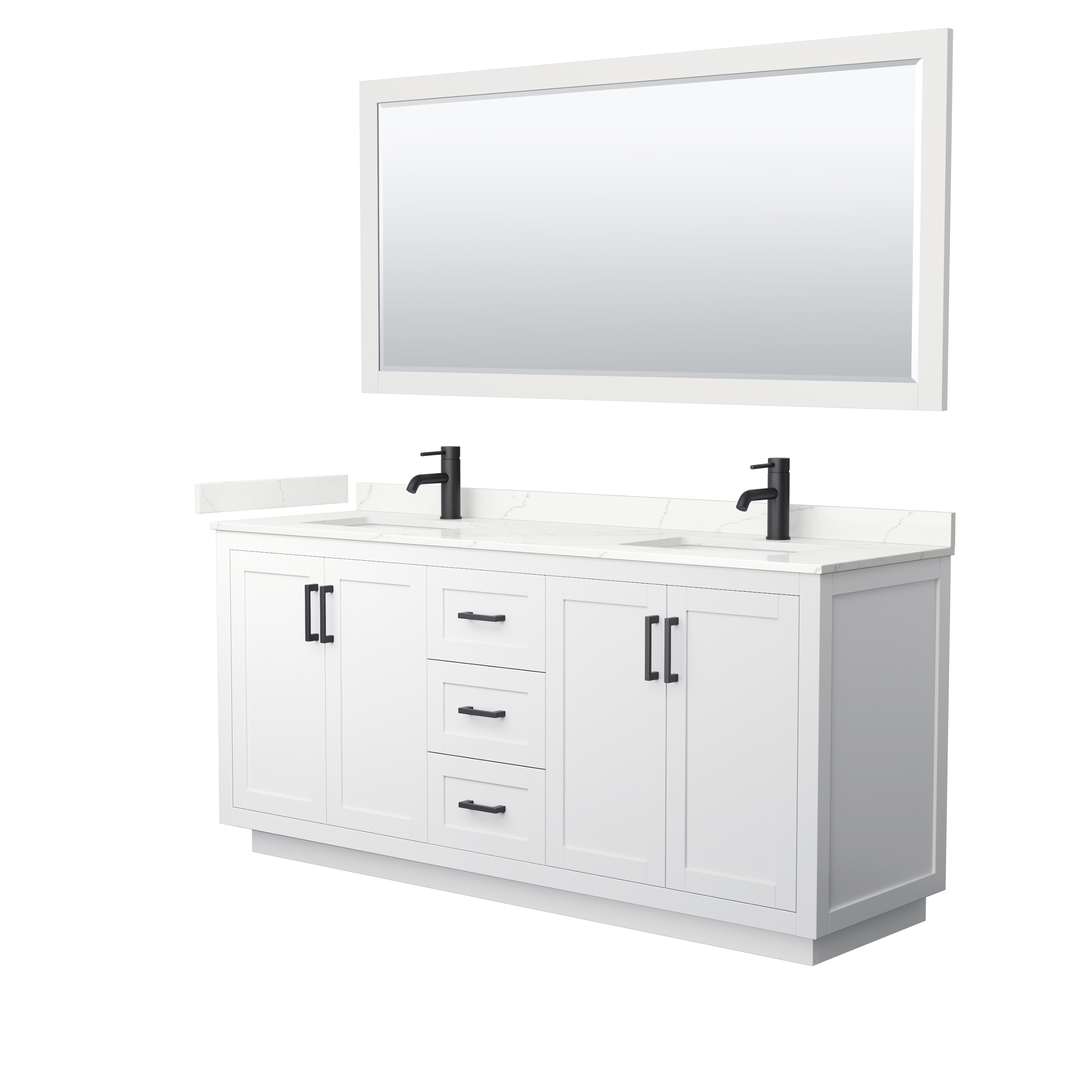 Miranda 72" Double Vanity with optional Carrara Marble Counter - White WC-2929-72-DBL-VAN-WHT__
