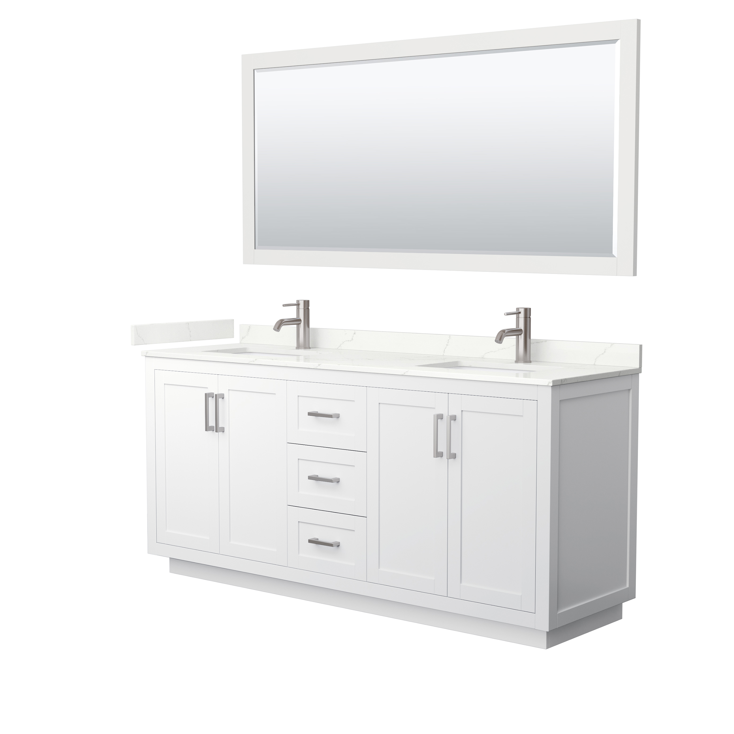 Miranda 72" Double Vanity with optional Carrara Marble Counter - White WC-2929-72-DBL-VAN-WHT__