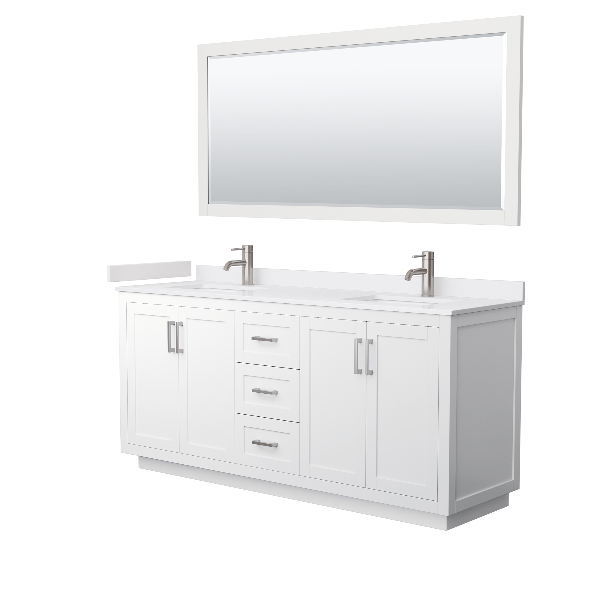 Miranda 72" Double Vanity with Cultured Marble Counter - Dark Blue WC-2929-72-DBL-VAN-BLU-