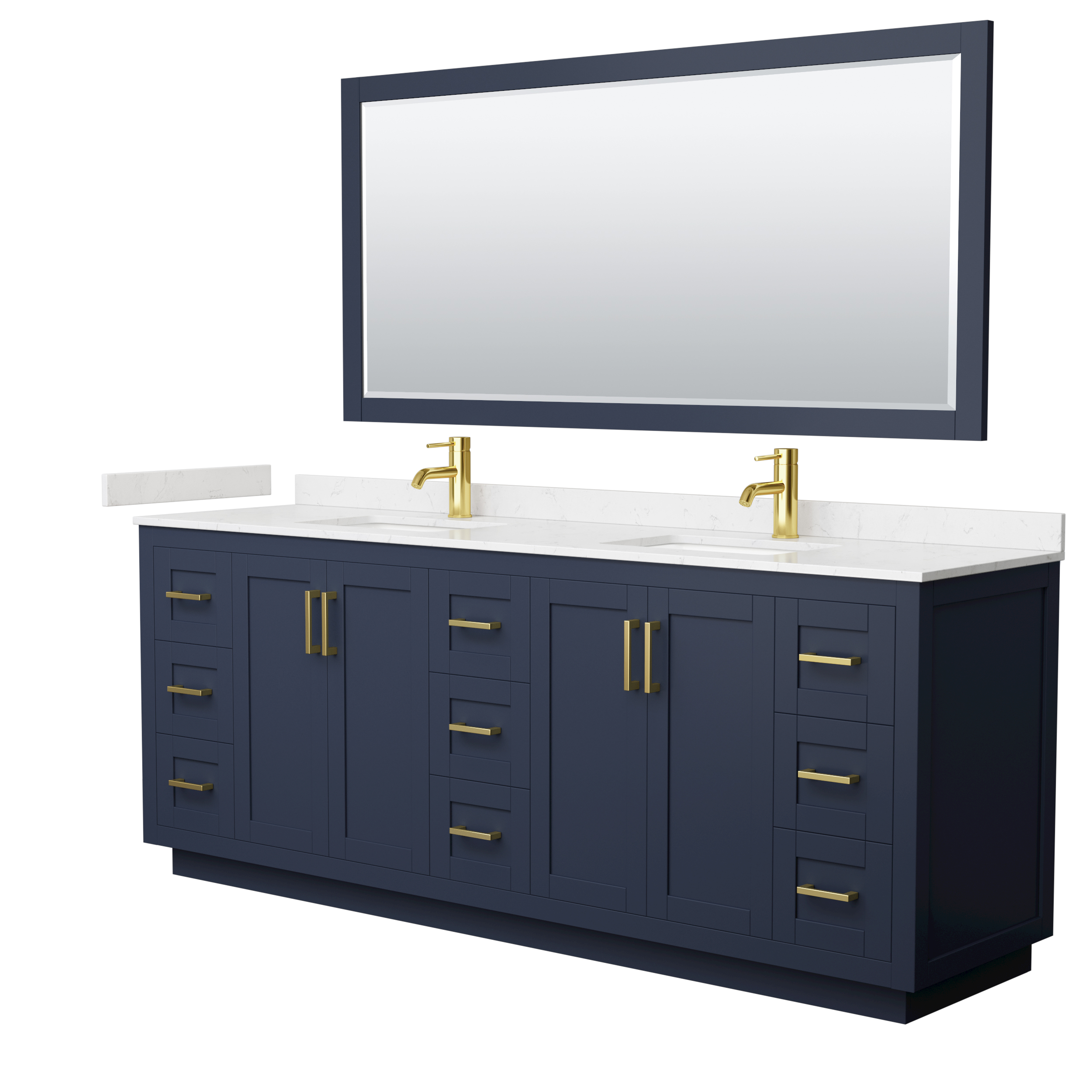 Miranda 84" Double Vanity with optional Carrara Marble Counter - Dark Blue WC-2929-84-DBL-VAN-BLU__