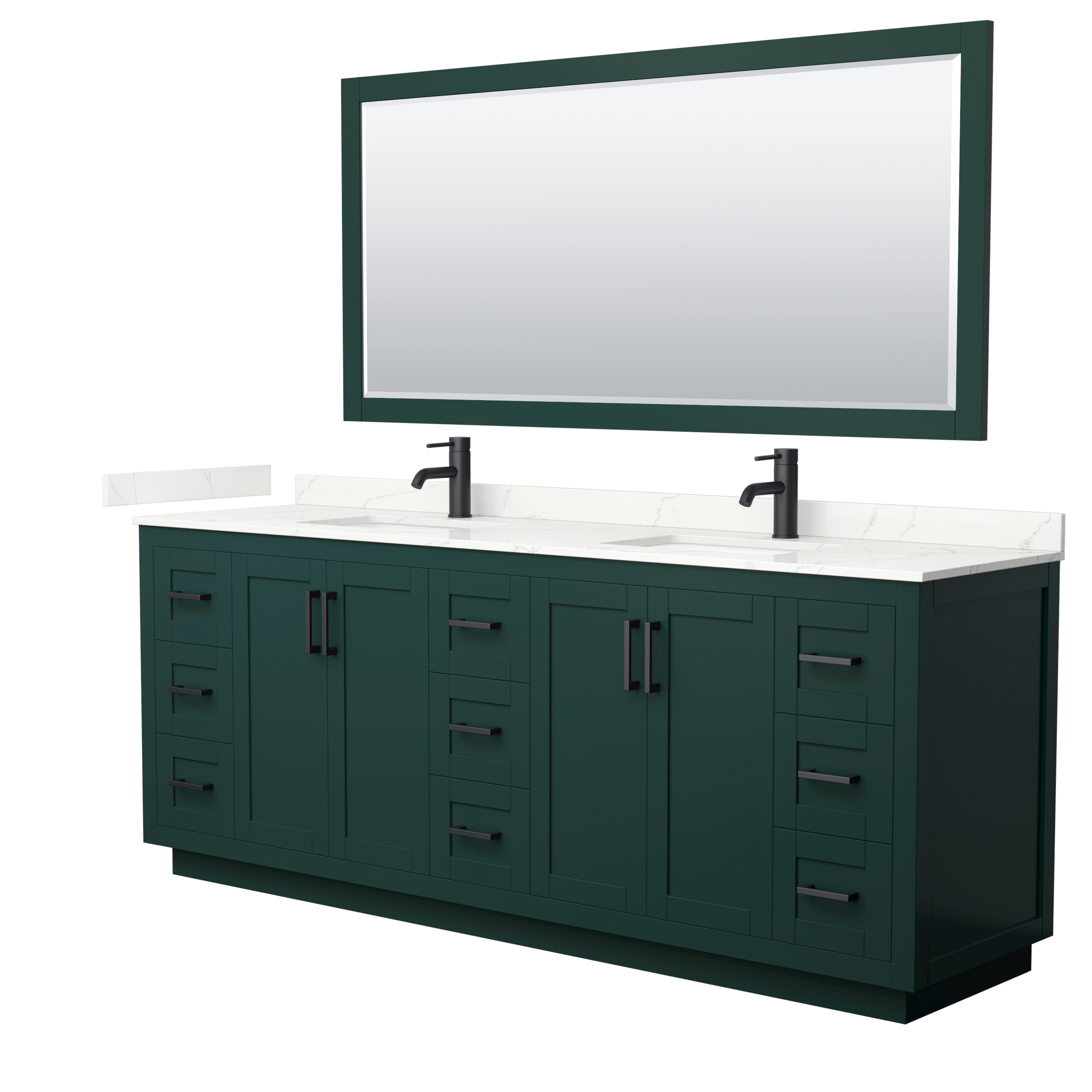 Miranda 84" Double Vanity with optional Carrara Marble Counter - Green WC-2929-84-DBL-VAN-GRN__