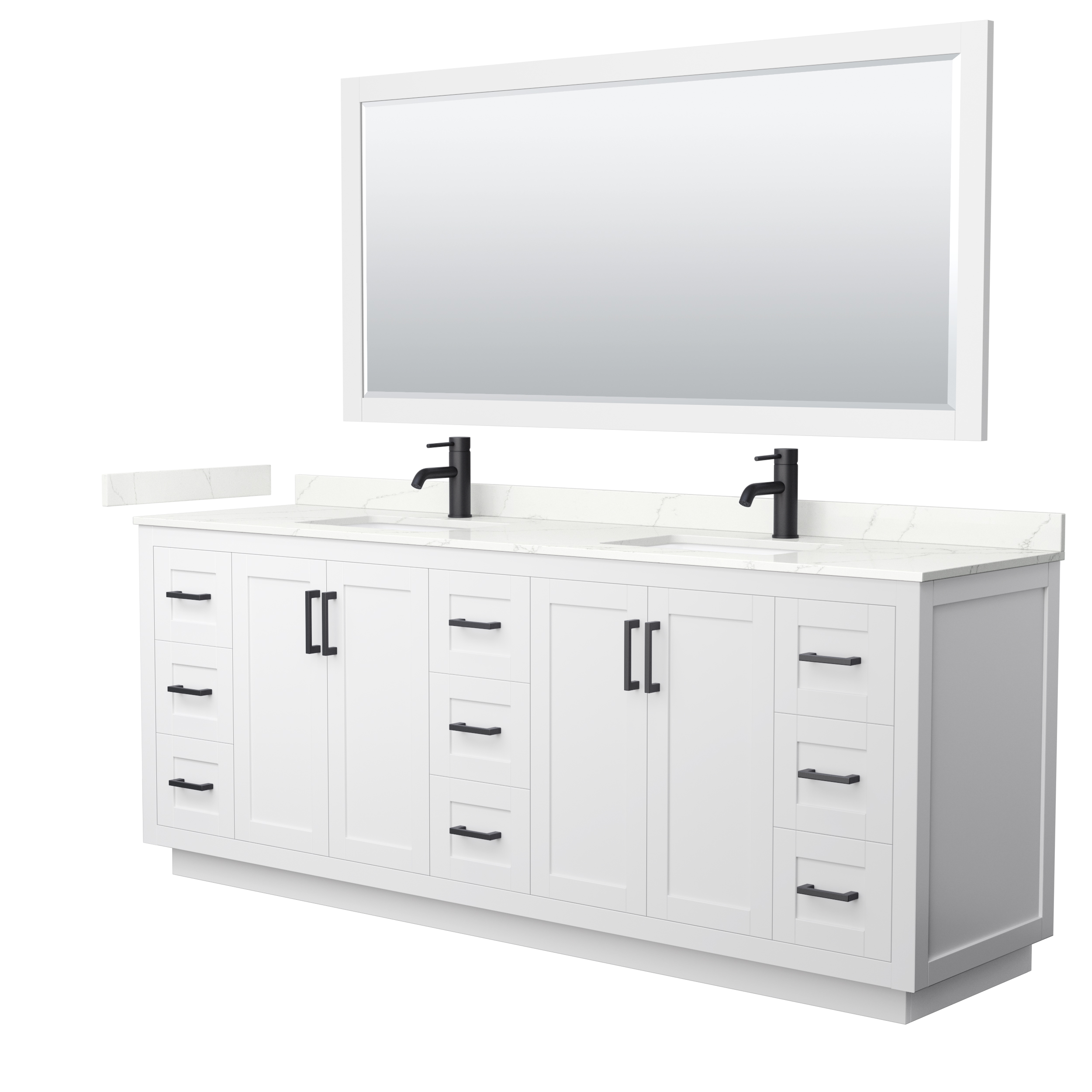 Miranda 84" Double Vanity with optional Carrara Marble Counter - White WC-2929-84-DBL-VAN-WHT__