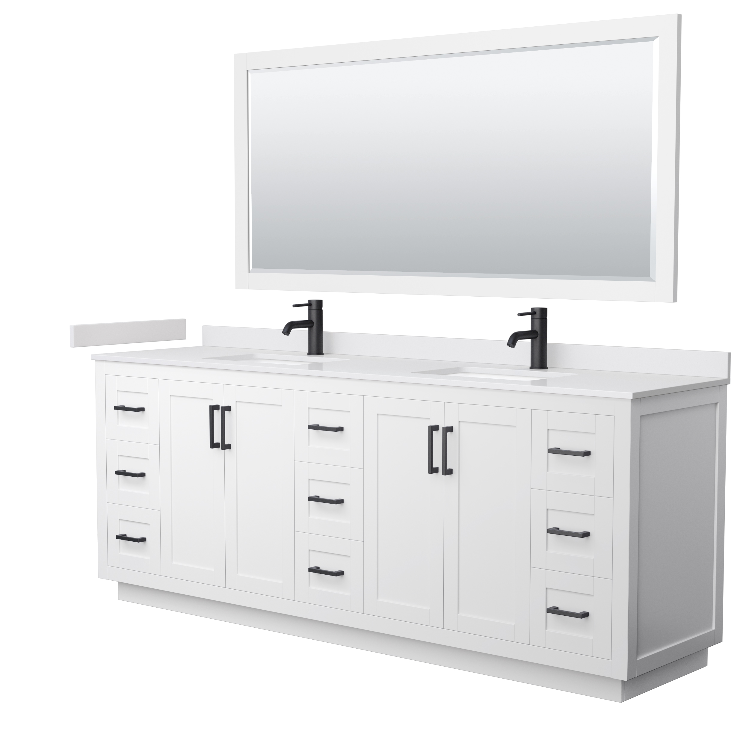 Miranda 84" Double Vanity with optional Carrara Marble Counter - White WC-2929-84-DBL-VAN-WHT__