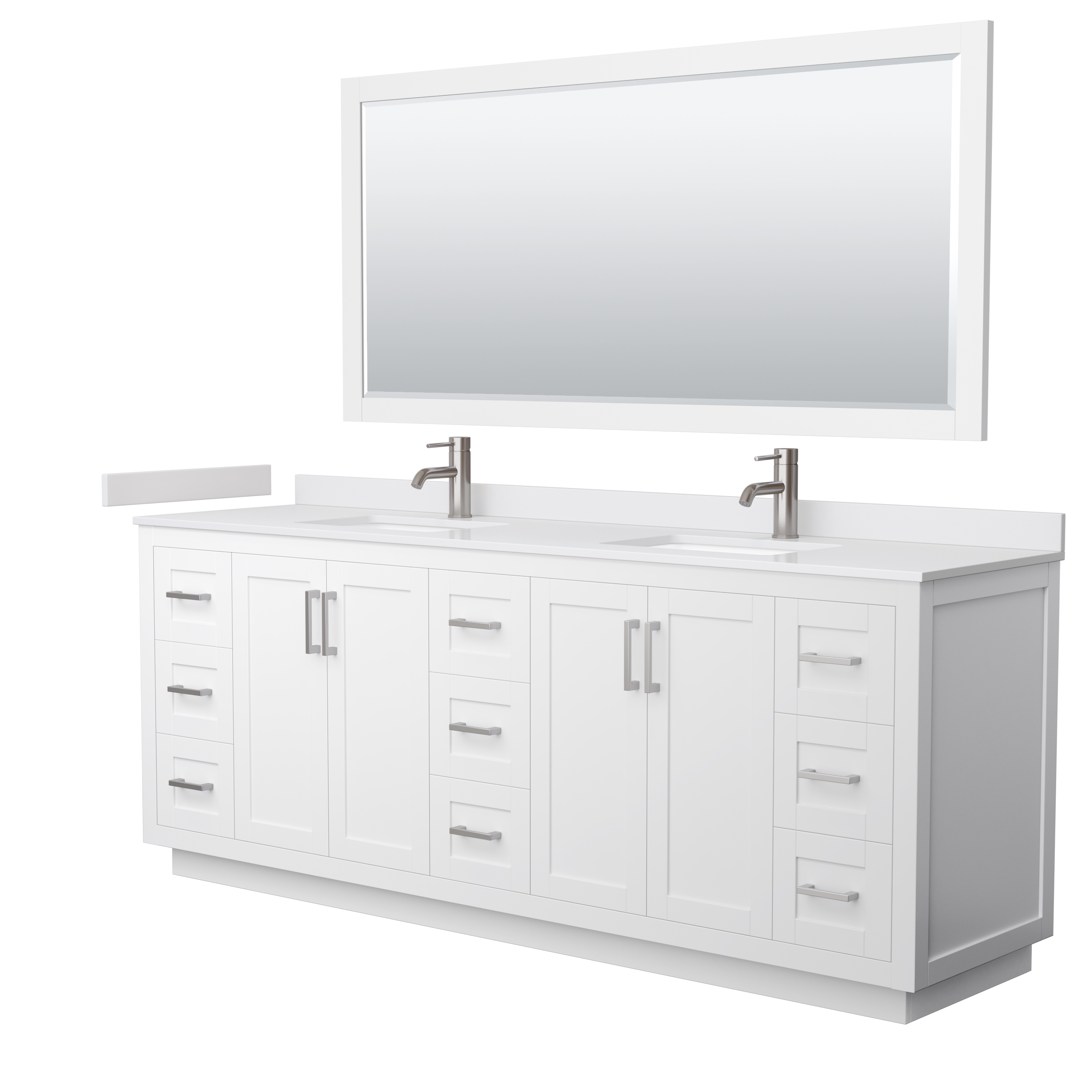 Miranda 80" Double Vanity with Carrara Marble Counter - Dark Blue WC-2929-80-DBL-VAN-BLU